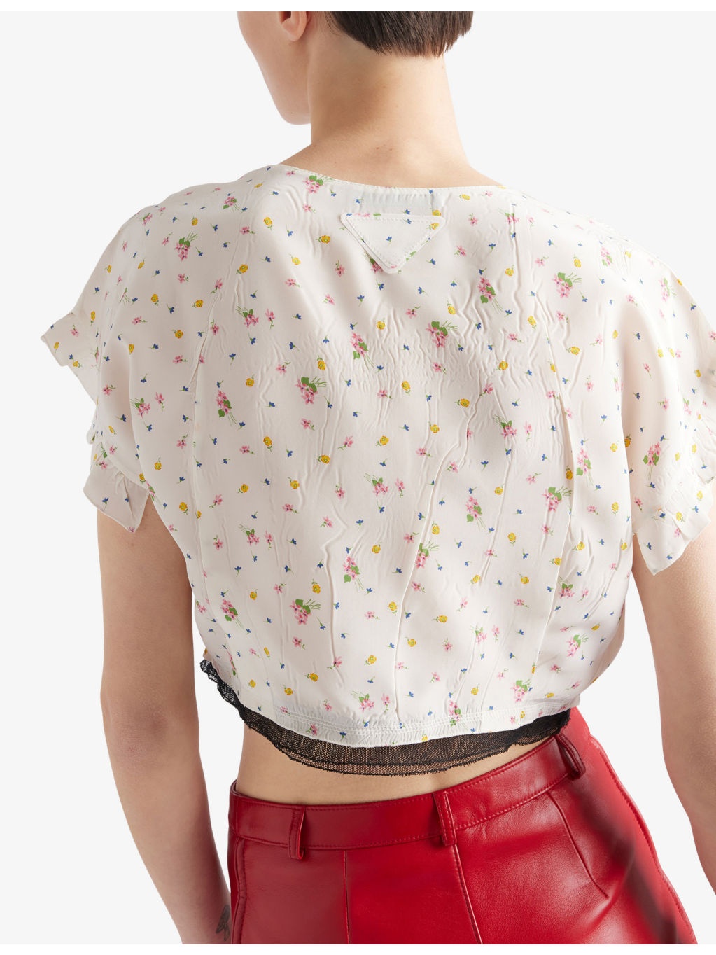 Floral-Print Cropped Silk-Blend Top - 4