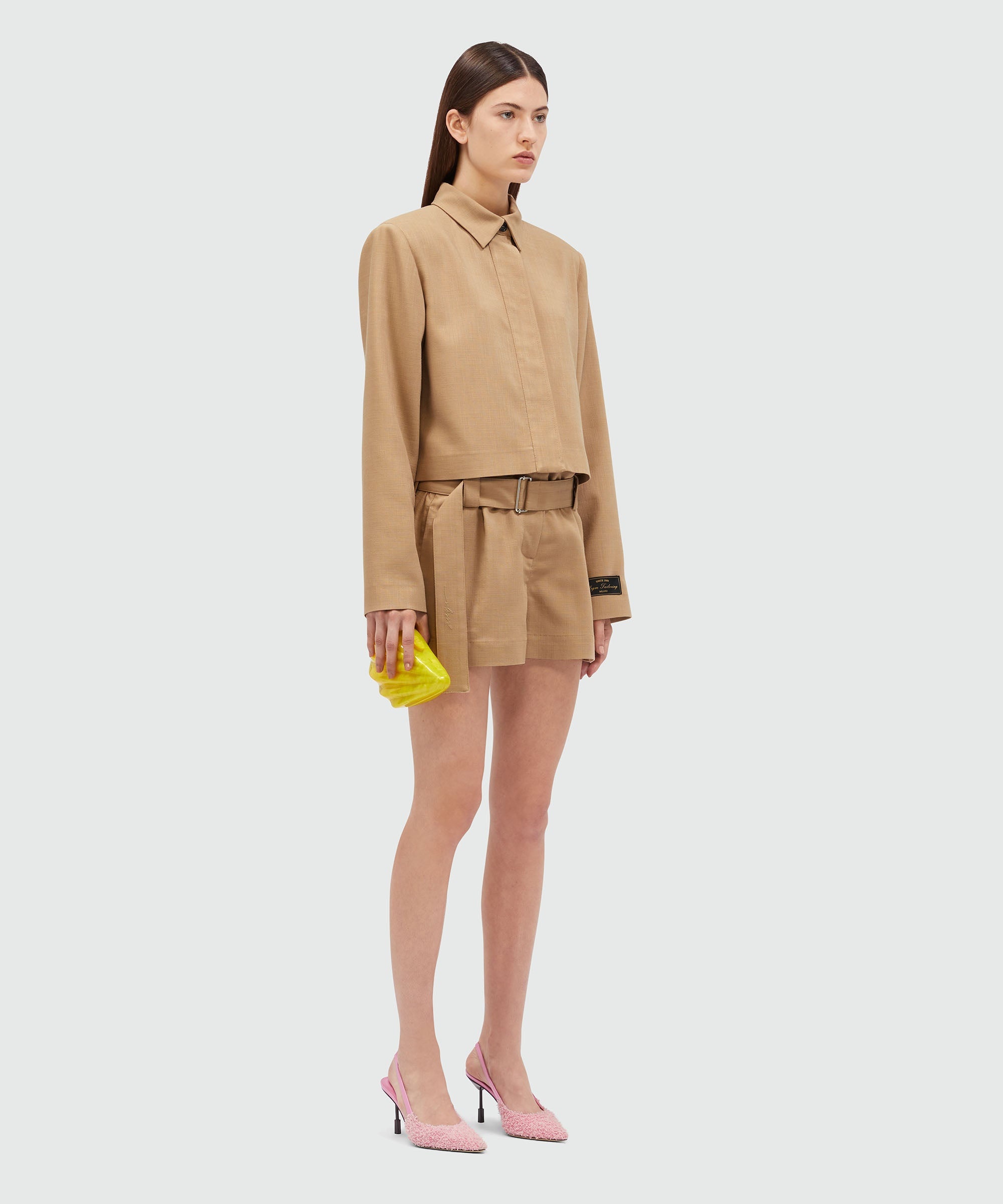 MSGM Tailoring camel flamed canvas jacket - 4