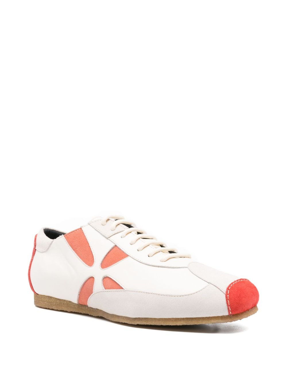 leather flower-detail sneakers - 2
