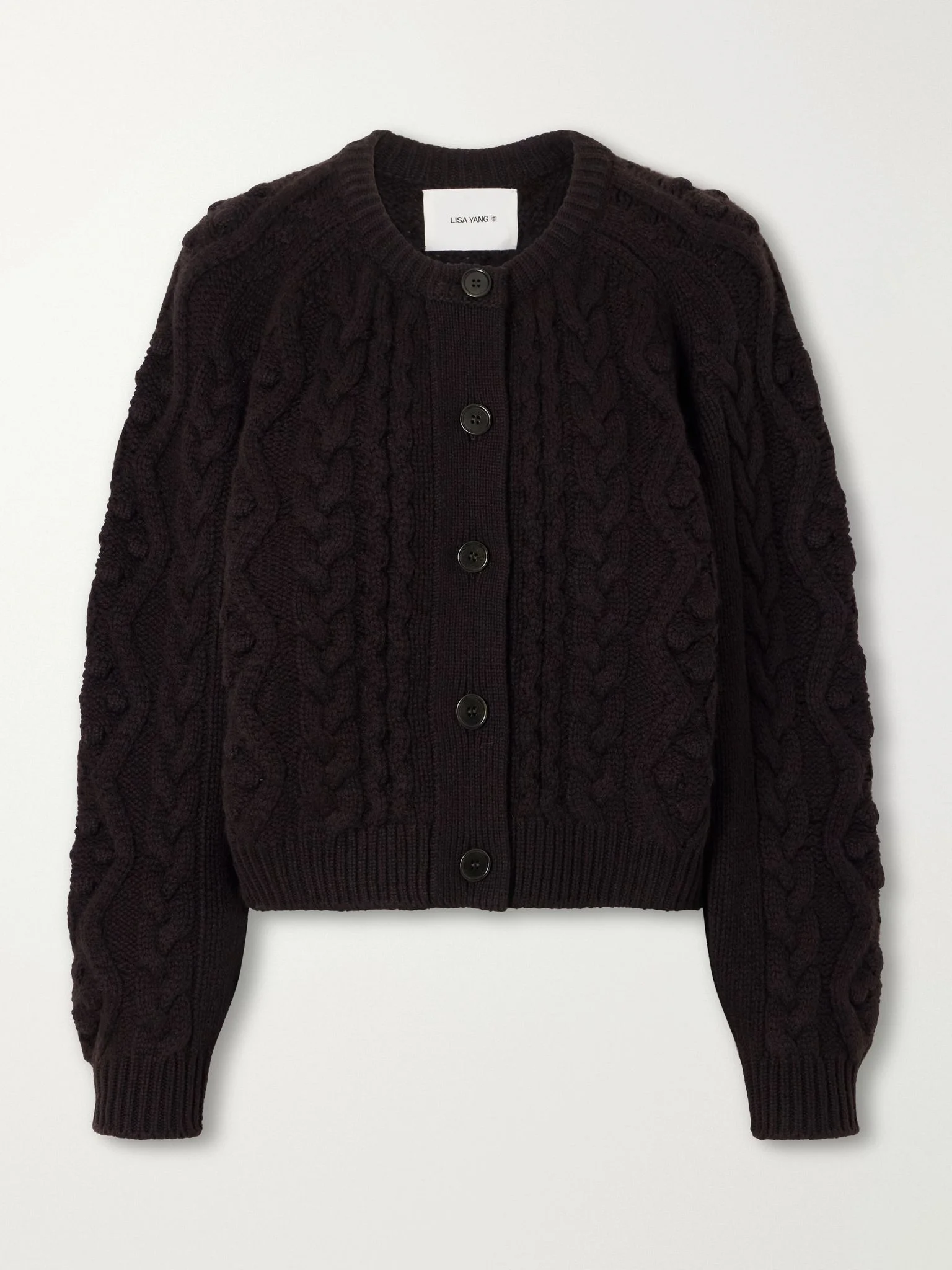 Winroe cable-knit cashmere cardigan Brown - 1