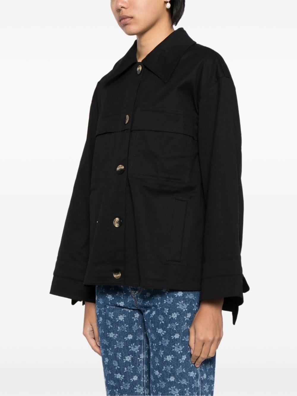 knot-detail canvas shirt jacket - 3