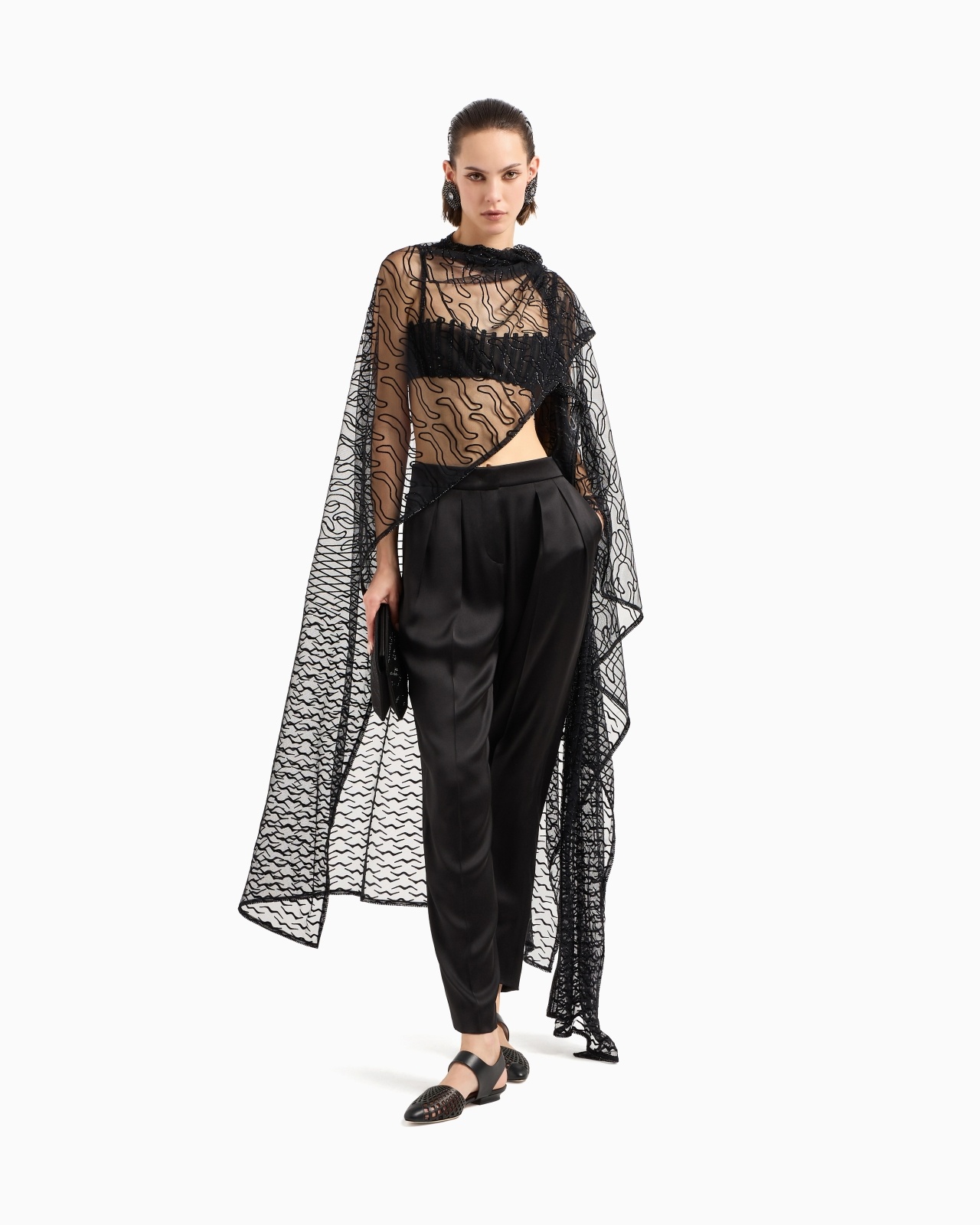 EMBROIDERED STRETCH TULLE BANDEAU TOP - 2