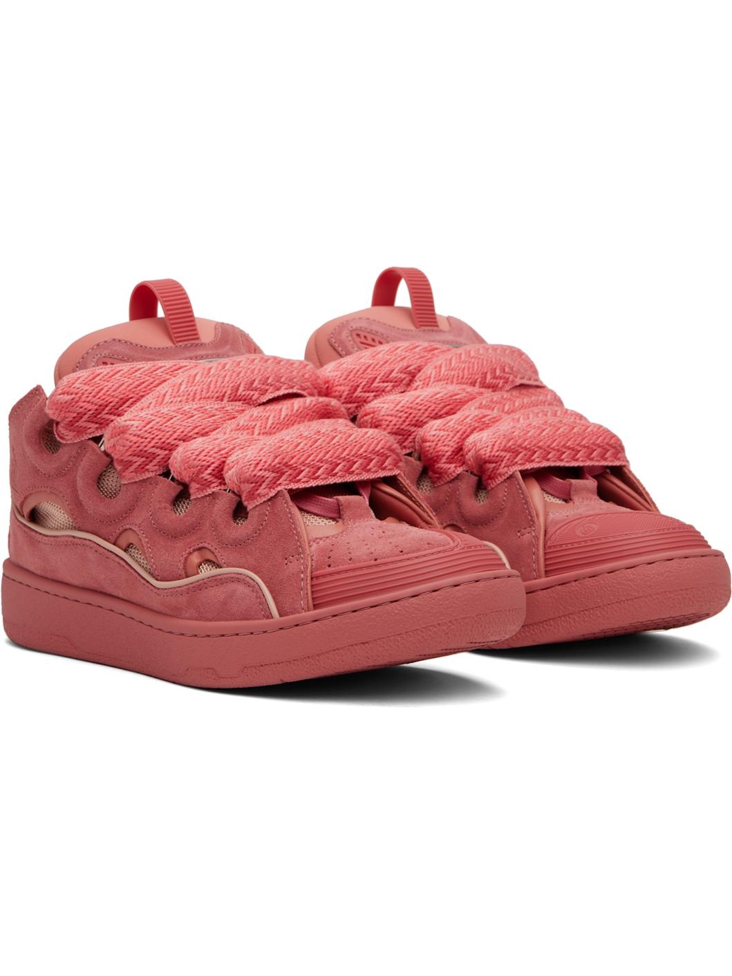 Pink Curb Leather Sneakers - 4