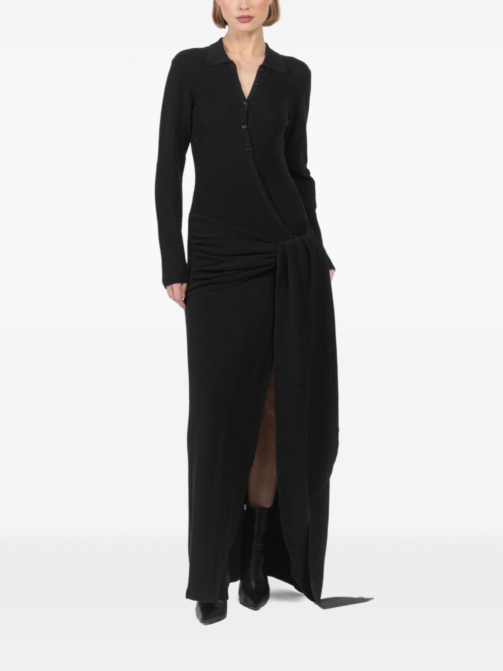 draped-detail maxi dress - 3