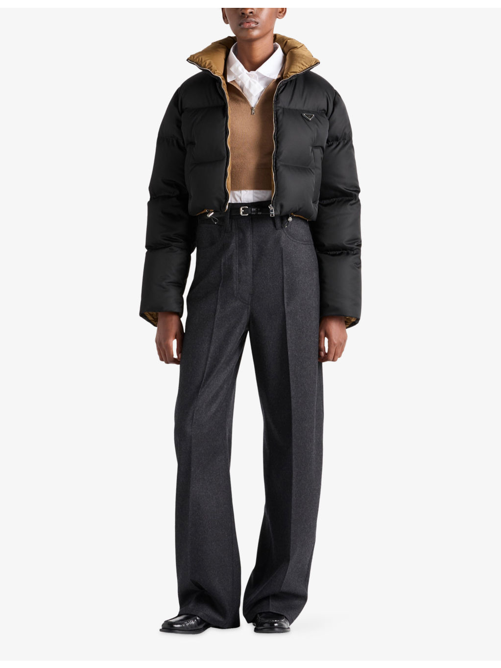 Re-Nylon Hooded Cropped Down Jacket - 2