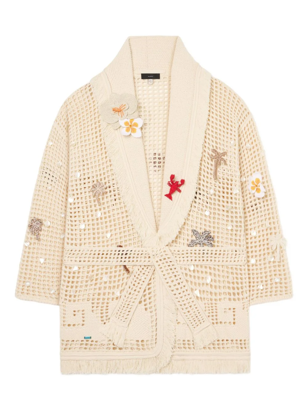 Where The Waves Begins appliqué fringed cardi-coat - 1