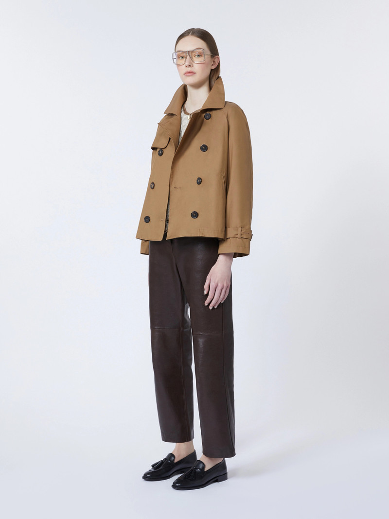 Max Mara Short water-repellent twill trench coat - BROWN outlook