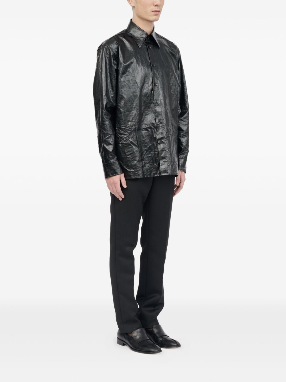 crinkled-finish shirt - 3