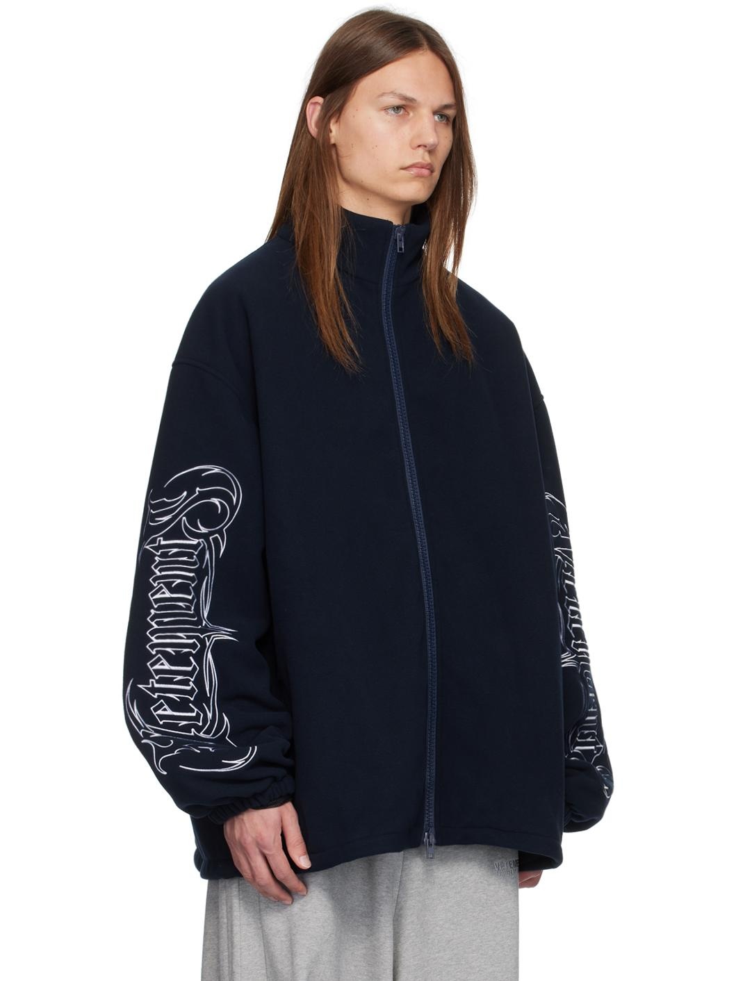 Navy Embroidered-Logo Jacket - 2