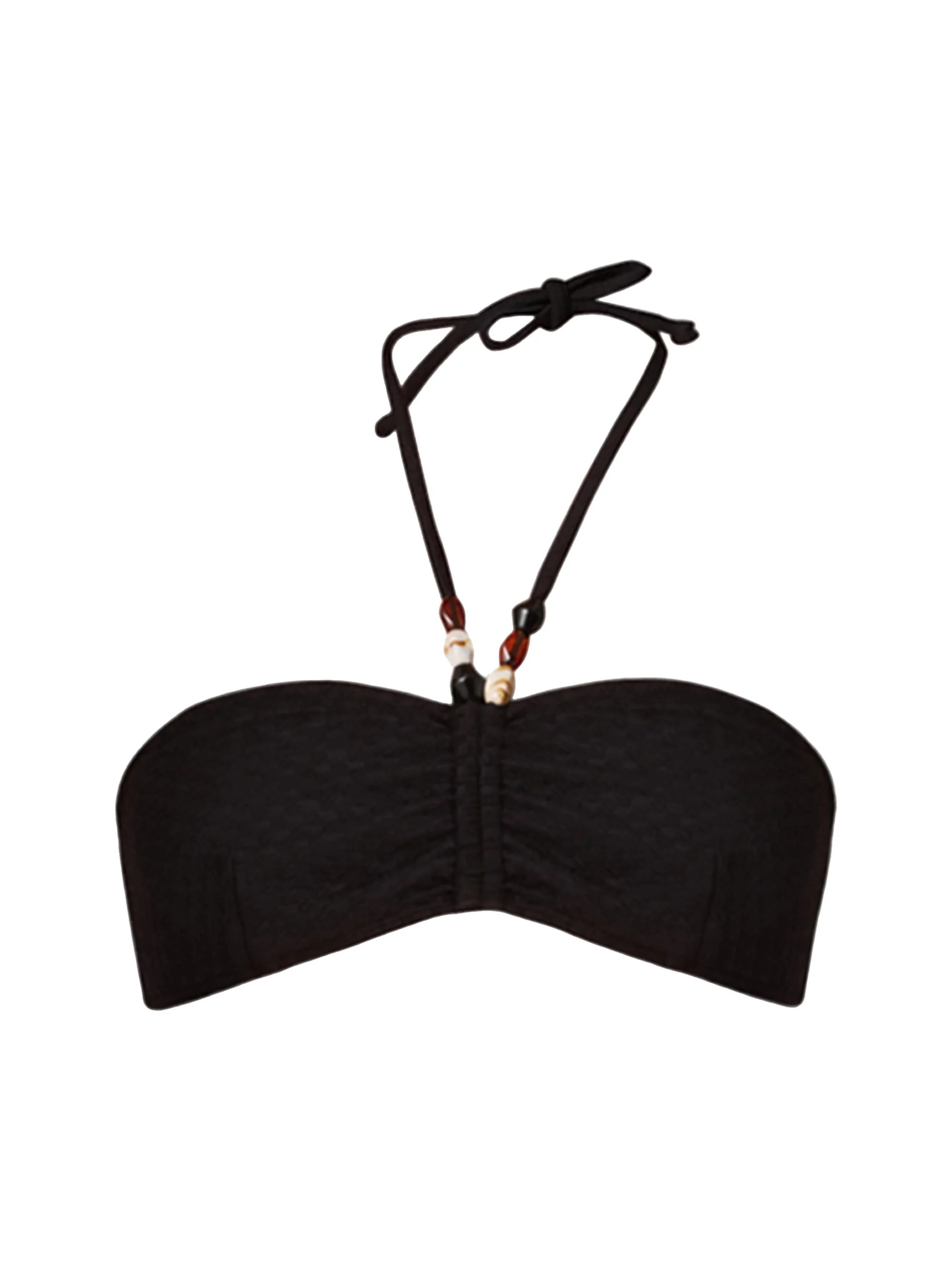 Women's Cinched Tieneck Bikini Top - Jet - 1