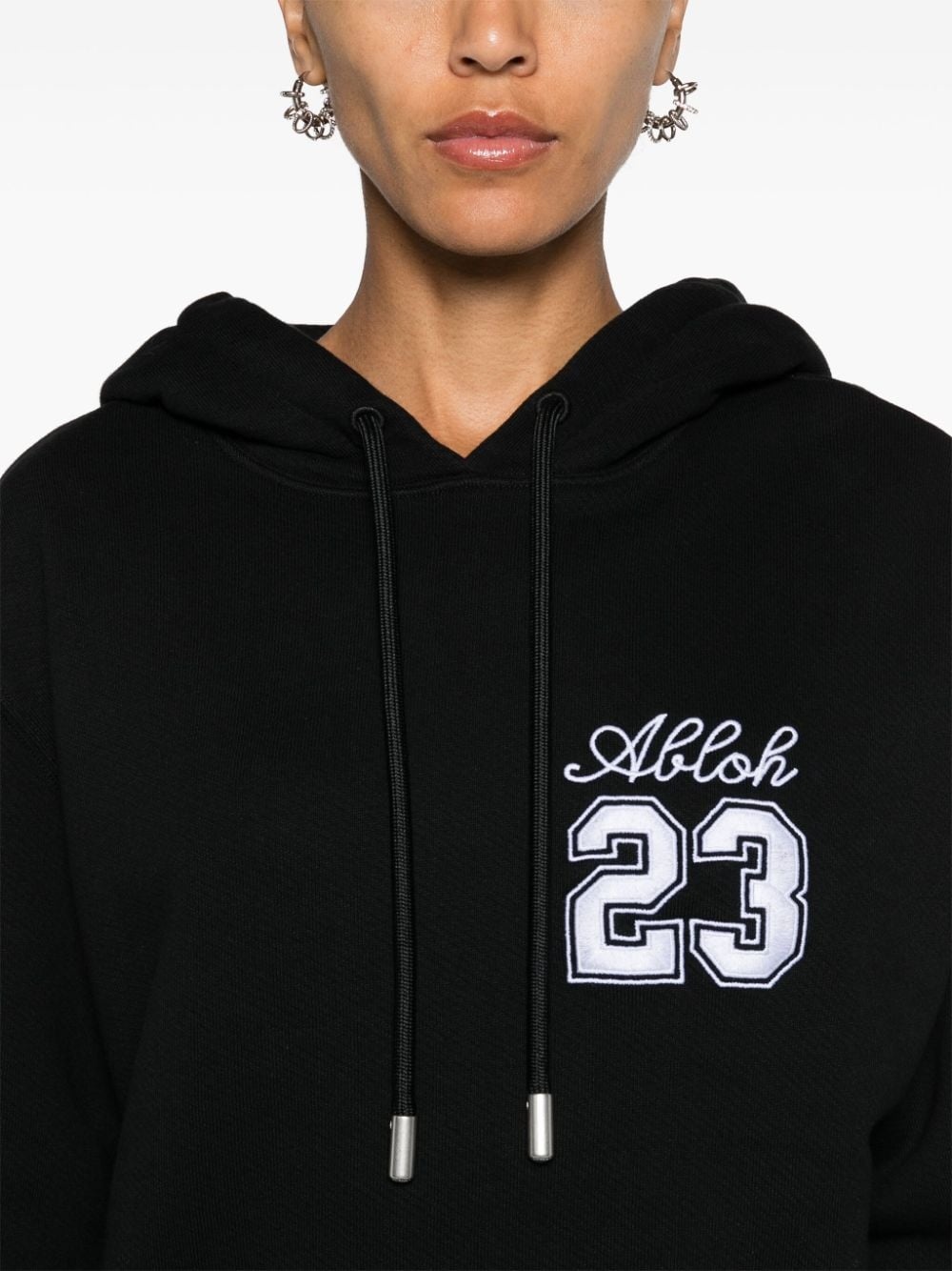 number-embroidered cropped hoodie - 5
