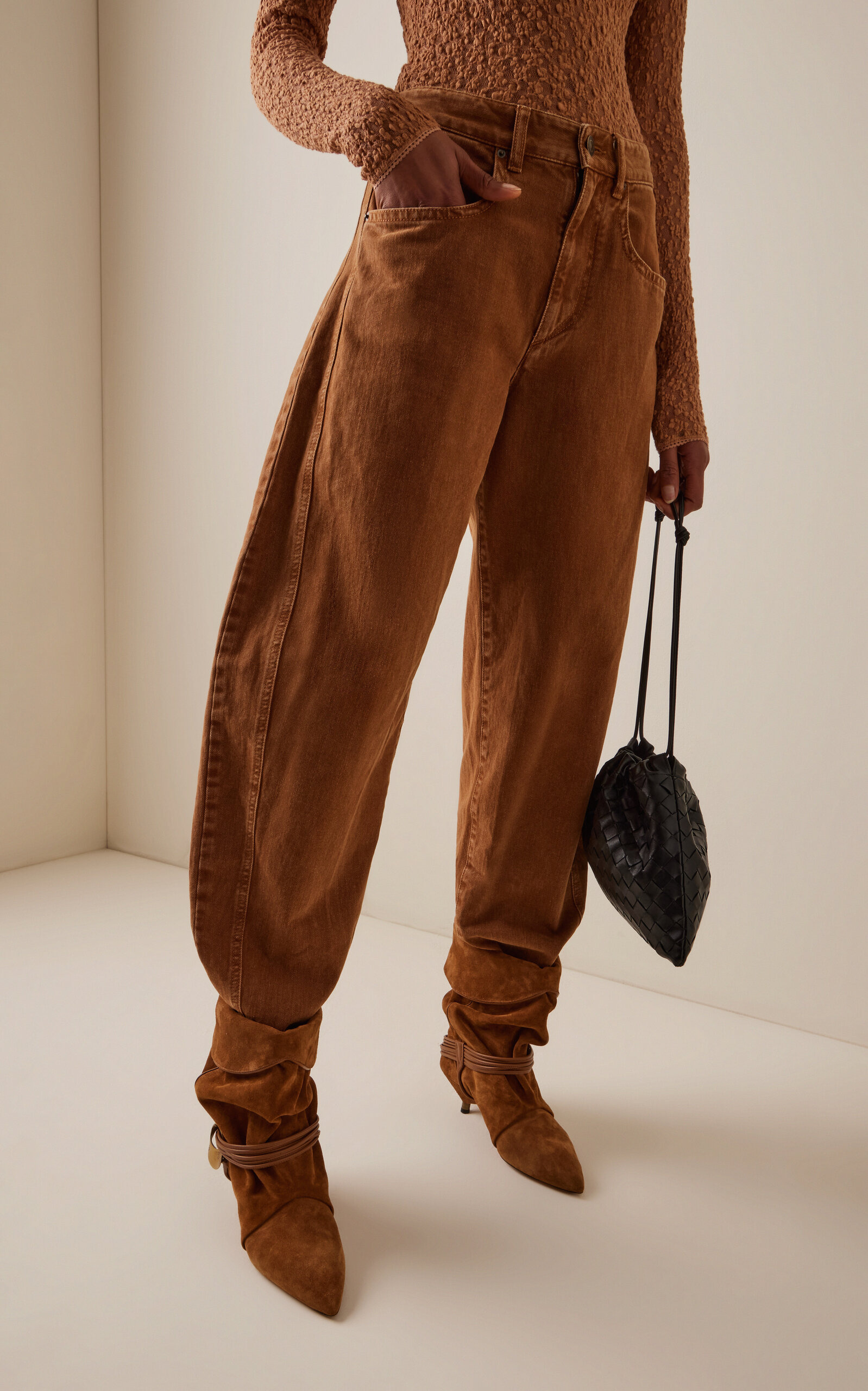 Oriane Rigid High-Rise Barrel-Leg Jeans brown - 3