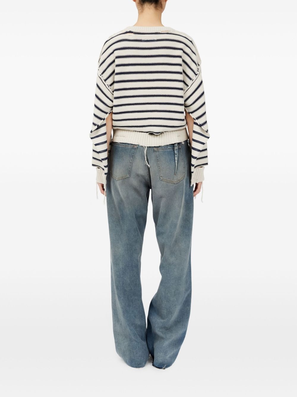 crew-neck striped cotton jumper - 4
