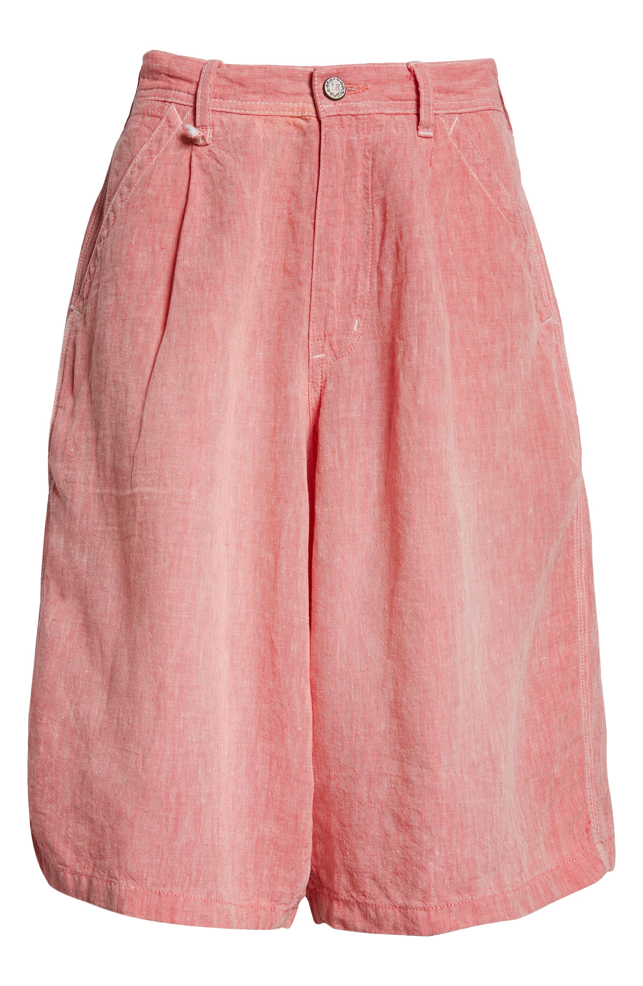 R13 Jesse Linen Carpenter Shorts in Coral Linen Chambray at Nordstrom - 5