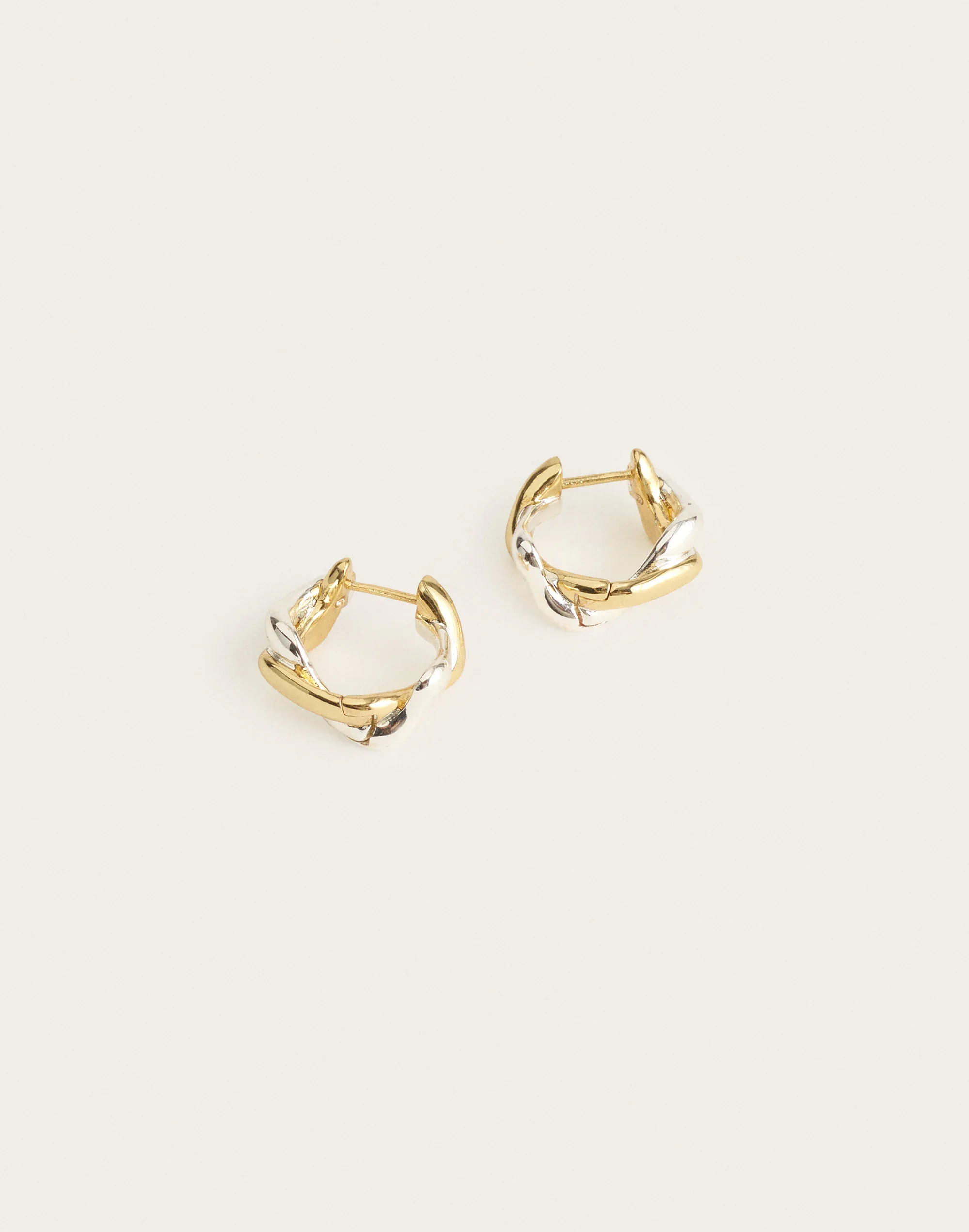Mixed-Metal Sculptural Small Hoop Earrings - 1