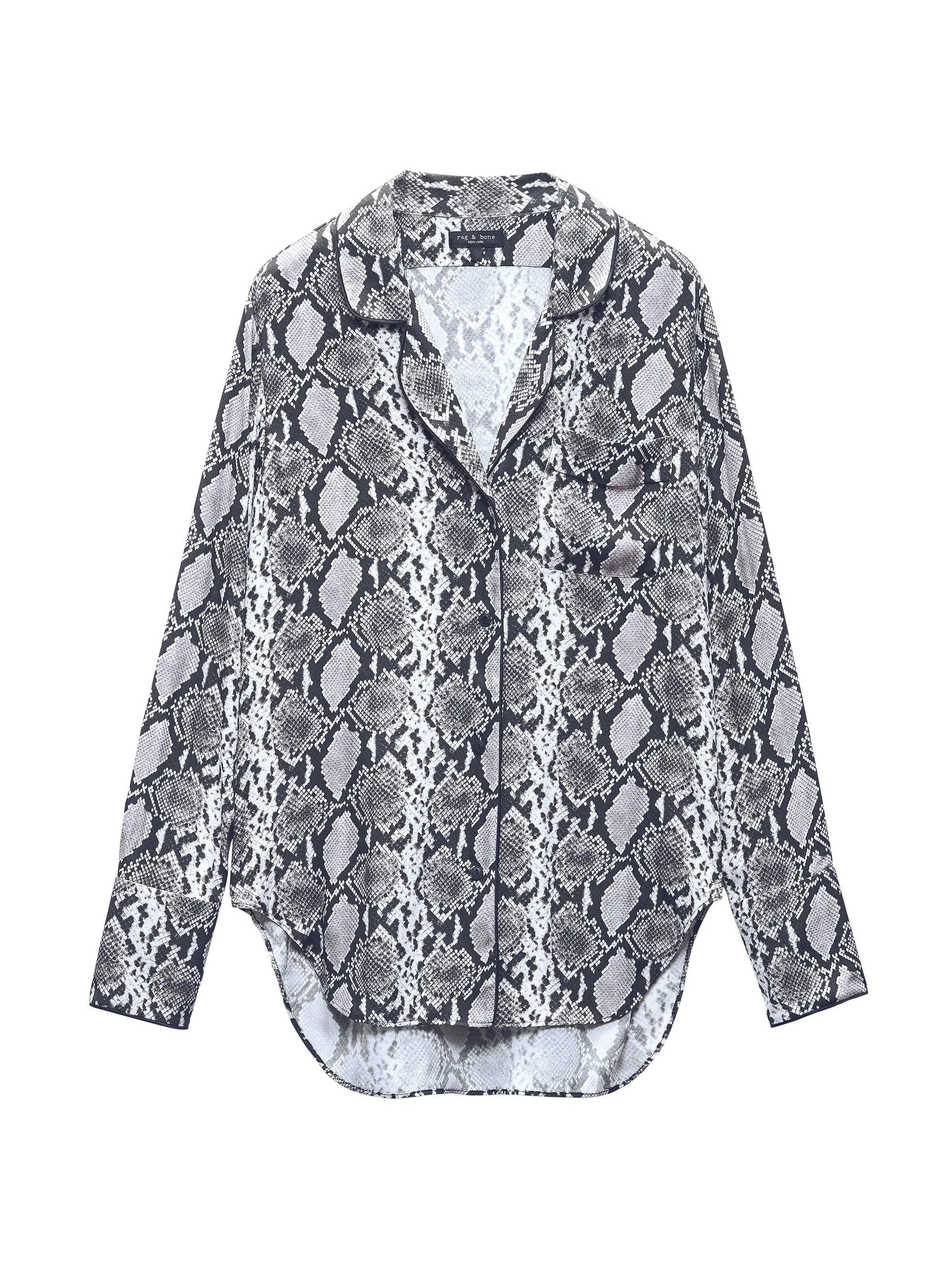 Women's Aurora Snake Silk-Blend Shirt - Snake Print - 1