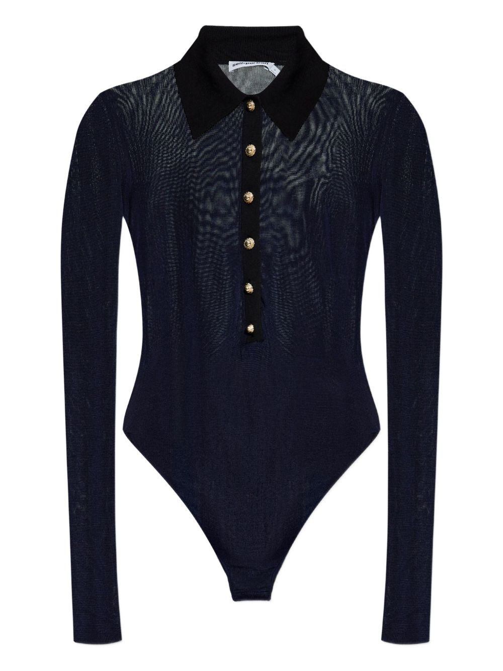 ribbed gold-button bodysuit - 1