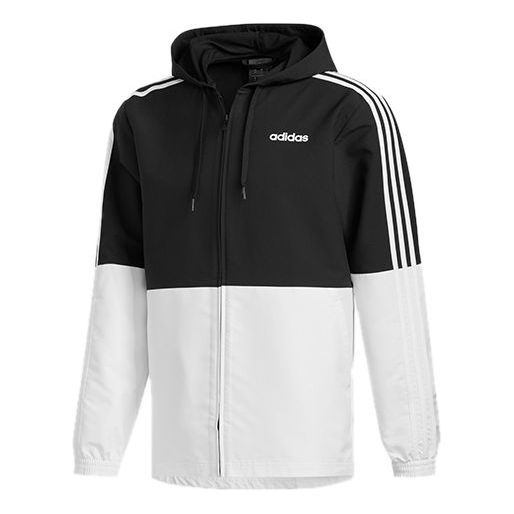 adidas E 3S WB WVN CB Running Training Sports Hooded Jacket Black White FI8169 - 1