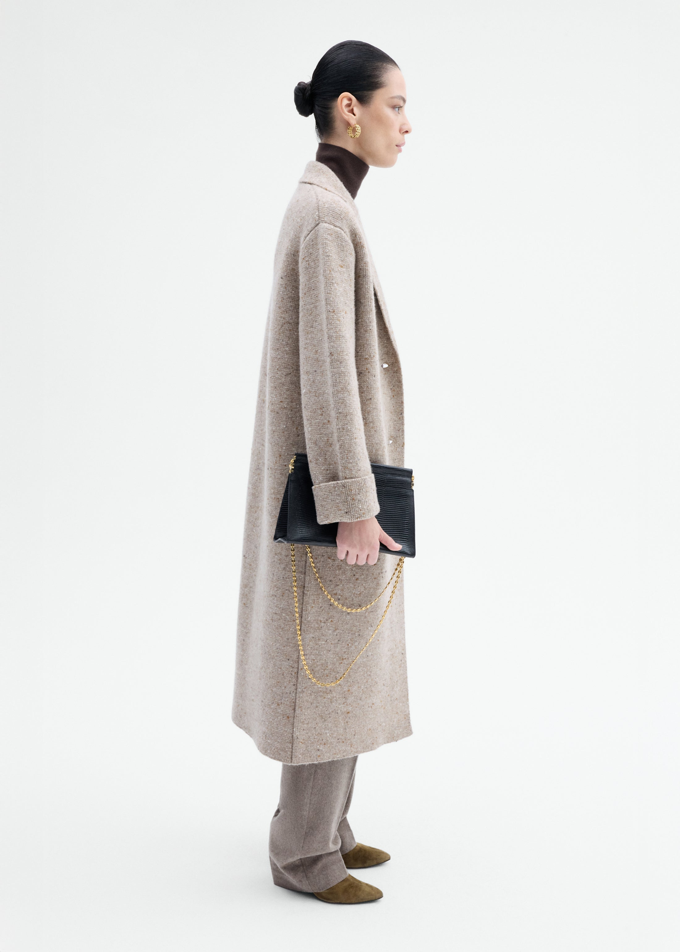 Sweater Coat in Wool Cashmere Tweed - 3