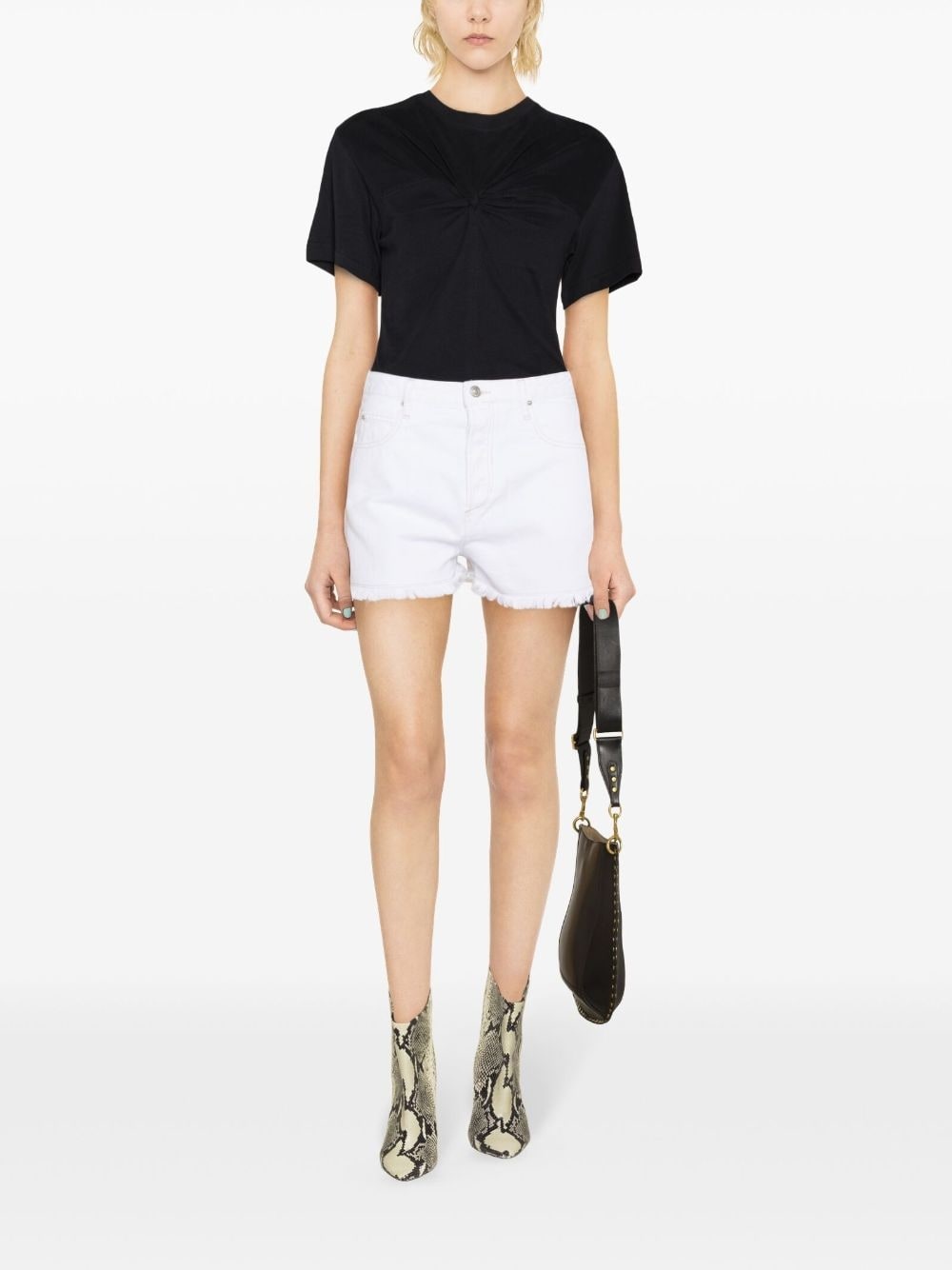 Zuria knot-detail organic cotton T-shirt - 2