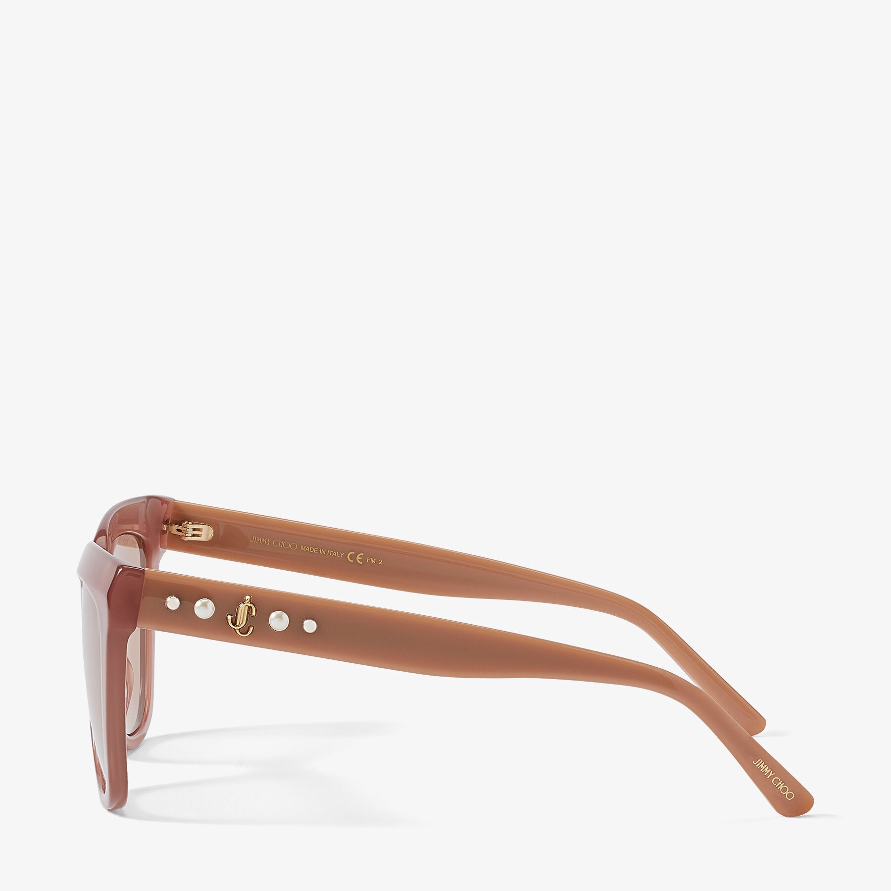 Julieka
Opal-Nude Square-Frame Sunglasses with JC Emblem and Studs - 2