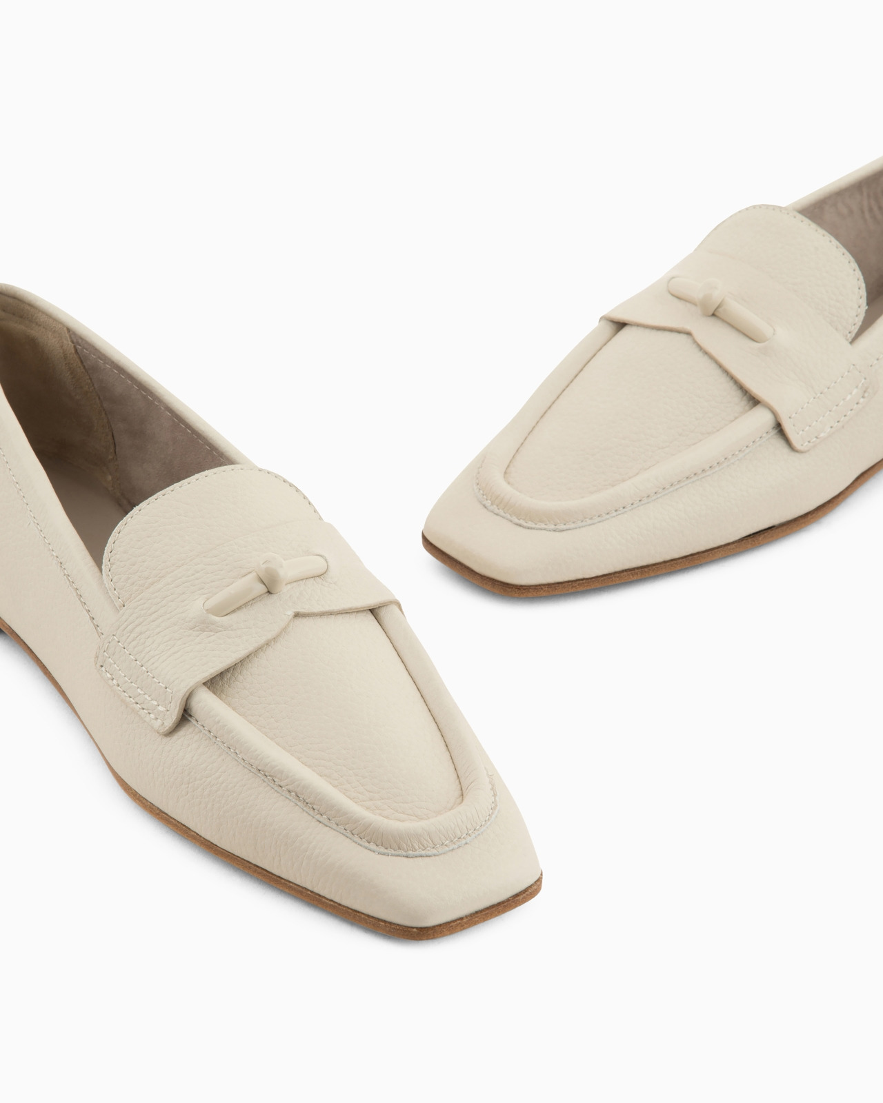 Deer-print leather loafers - 5