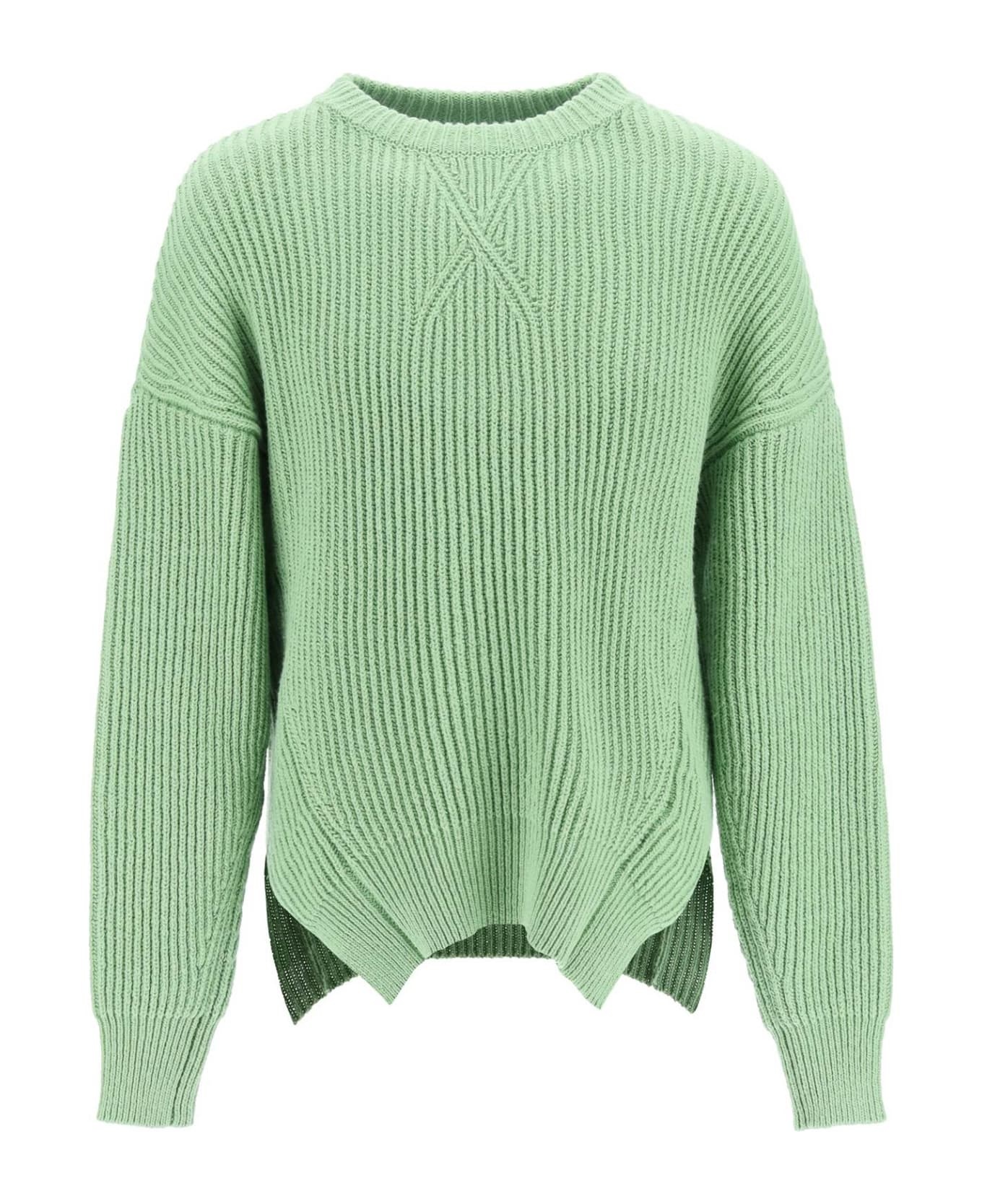 Mint Green Cotton And Wool Sweater - 1