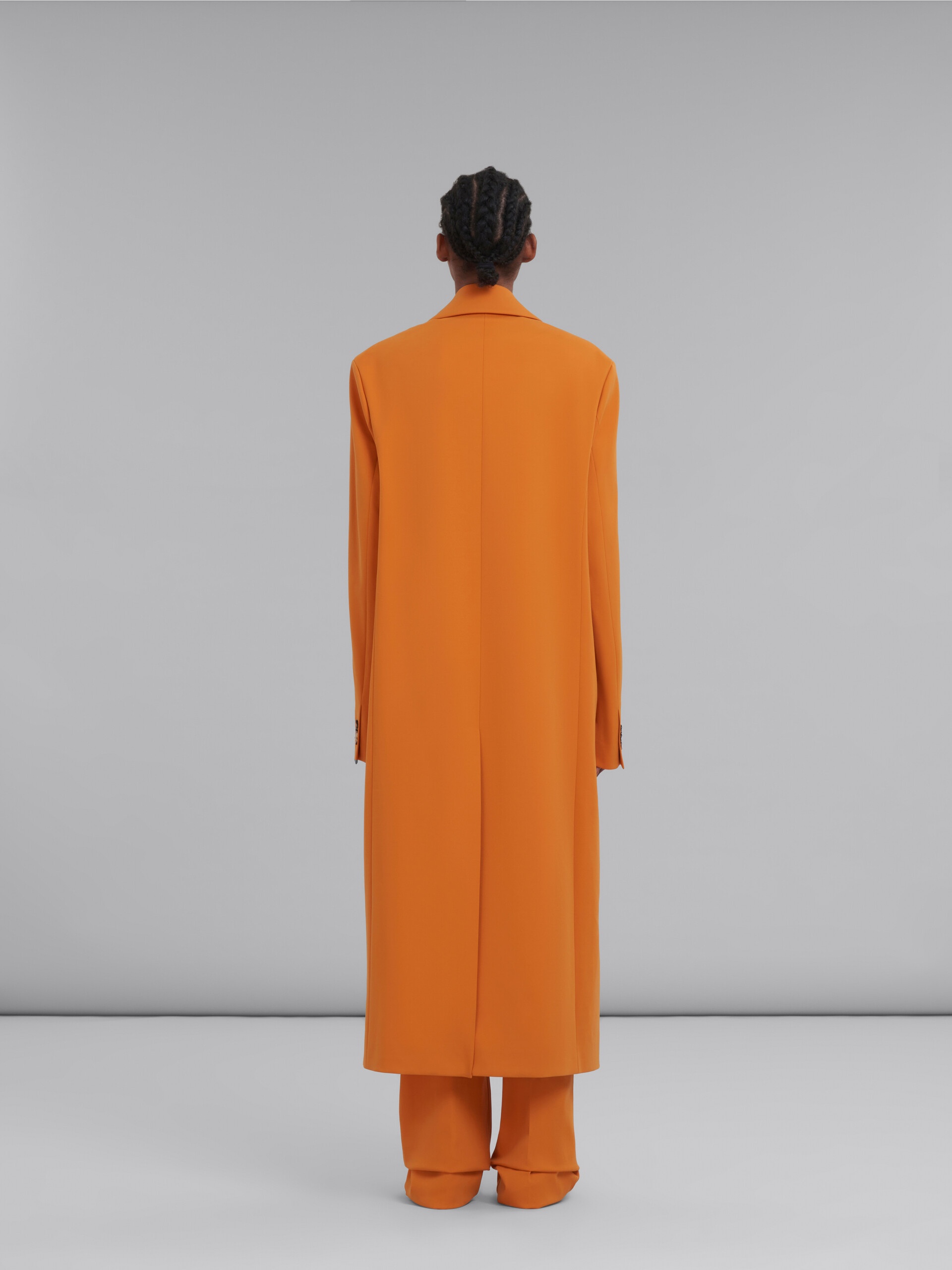 ORANGE SINGLE-BREASTED JERSEY COAT - 3
