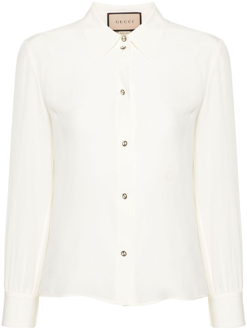 logo-embroidered silk shirt - 1