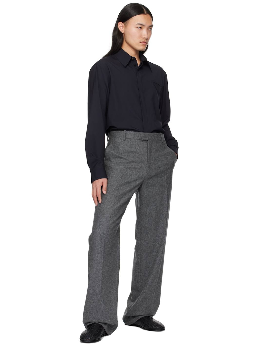 Navy Fine Wool Shirt - 5