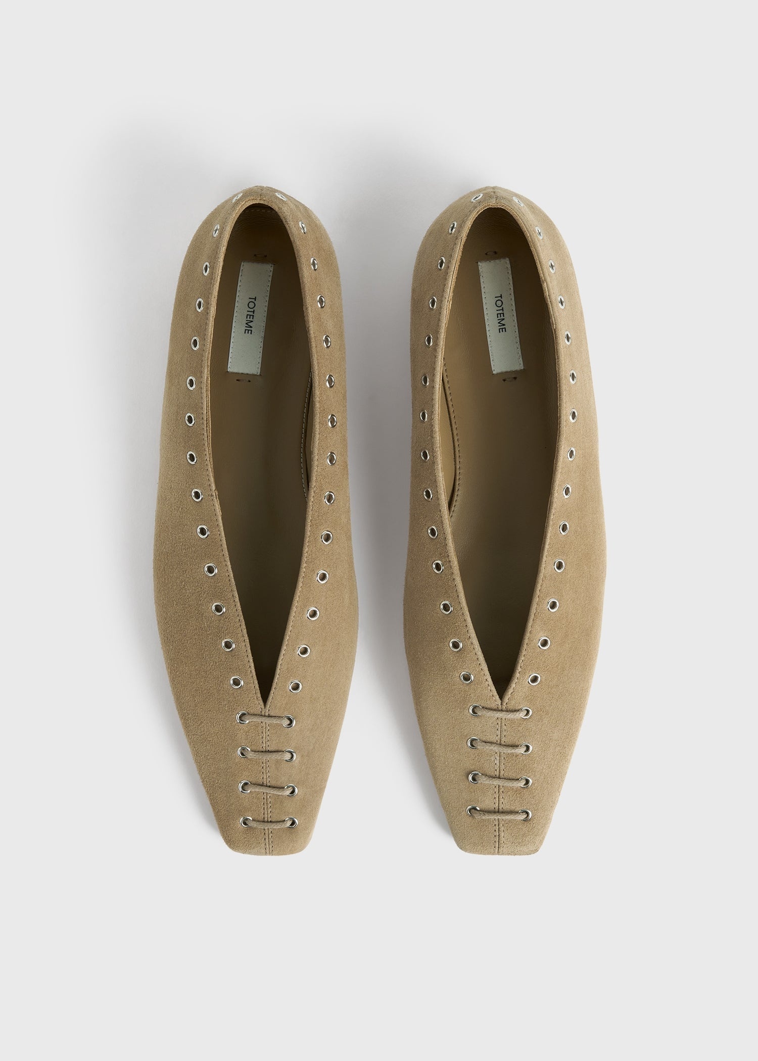 Suede lace-up ballerinas desert - 5