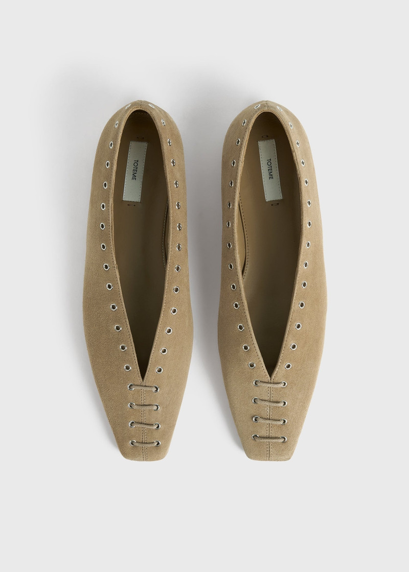 Suede lace-up ballerinas desert 5