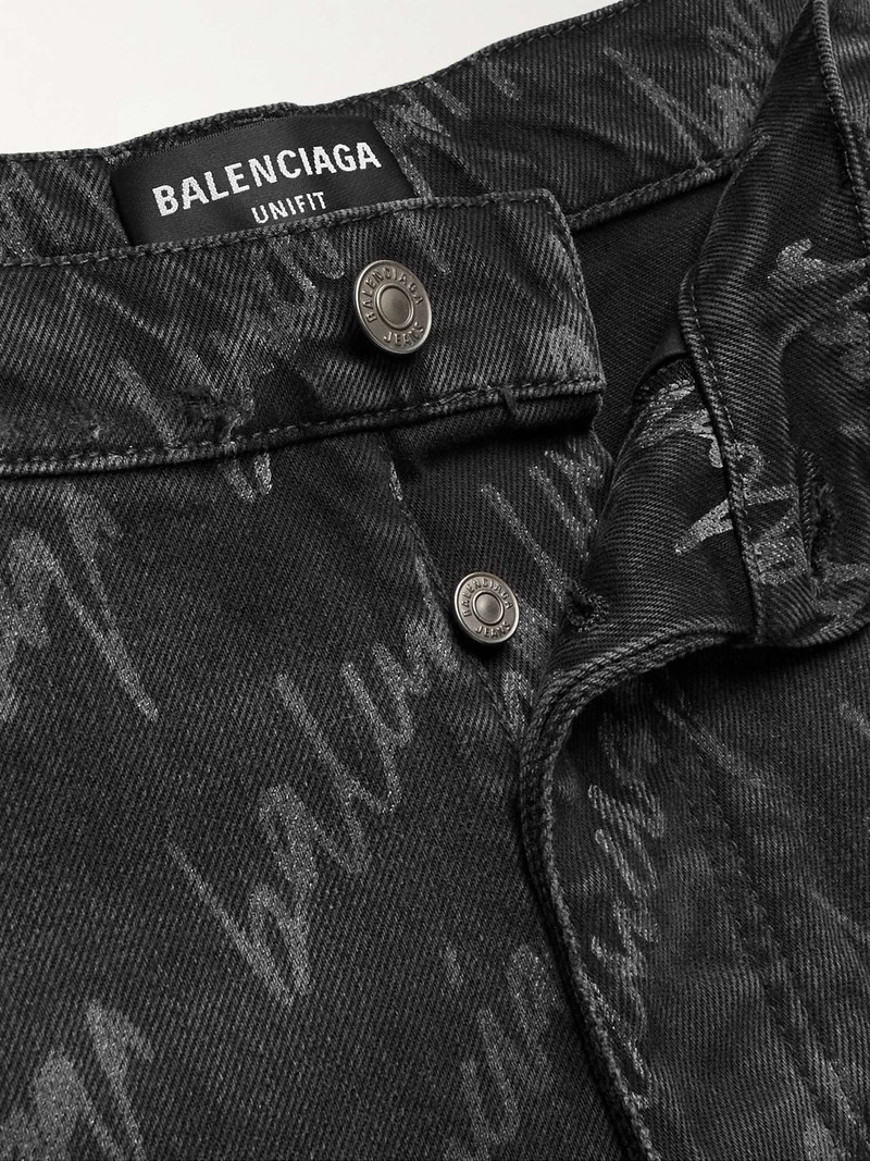 Wide-Leg Distressed Logo-Print Jeans 3