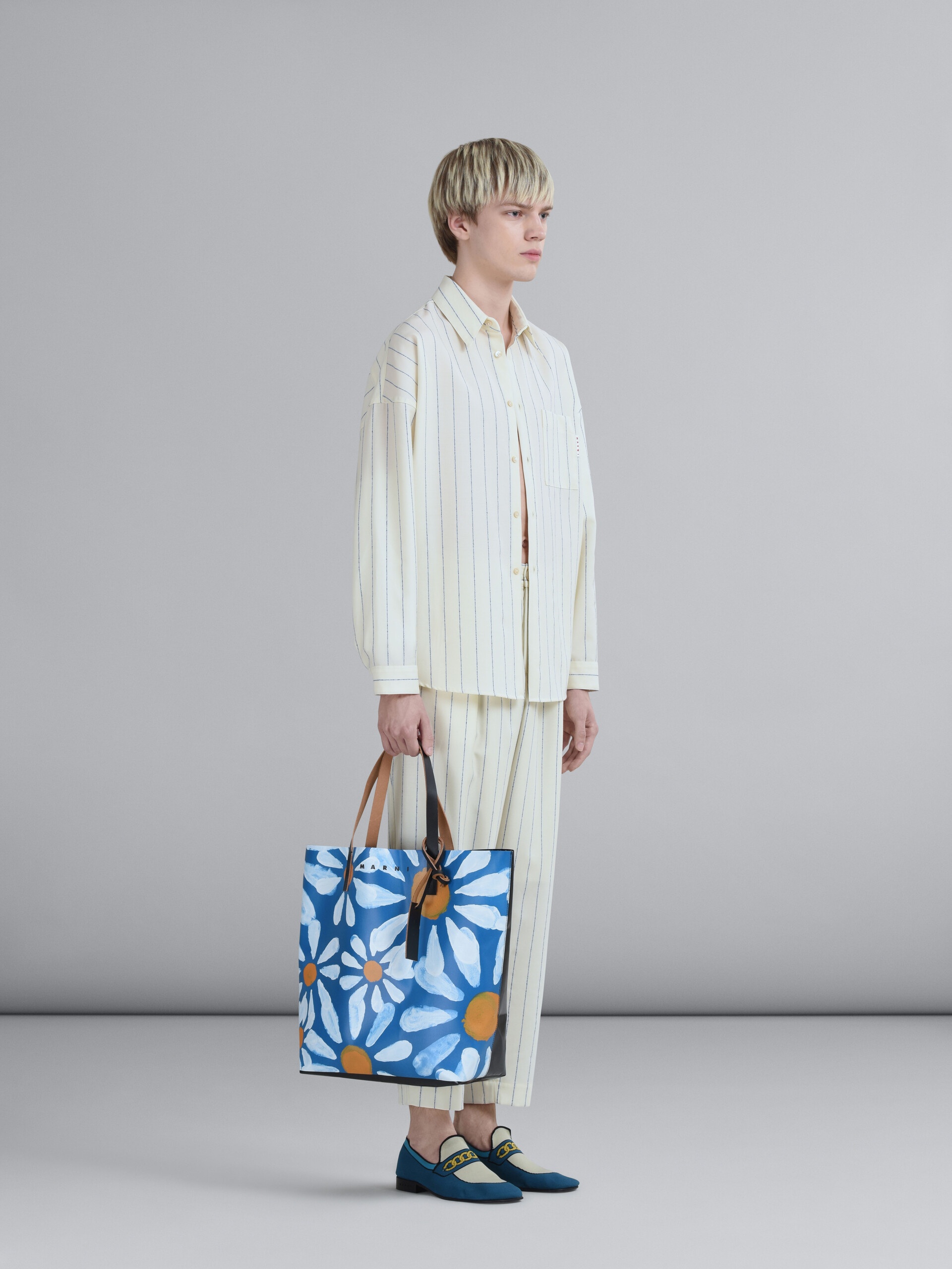 WHITE PINSTRIPED FRESCO WOOL SHIRT - 5