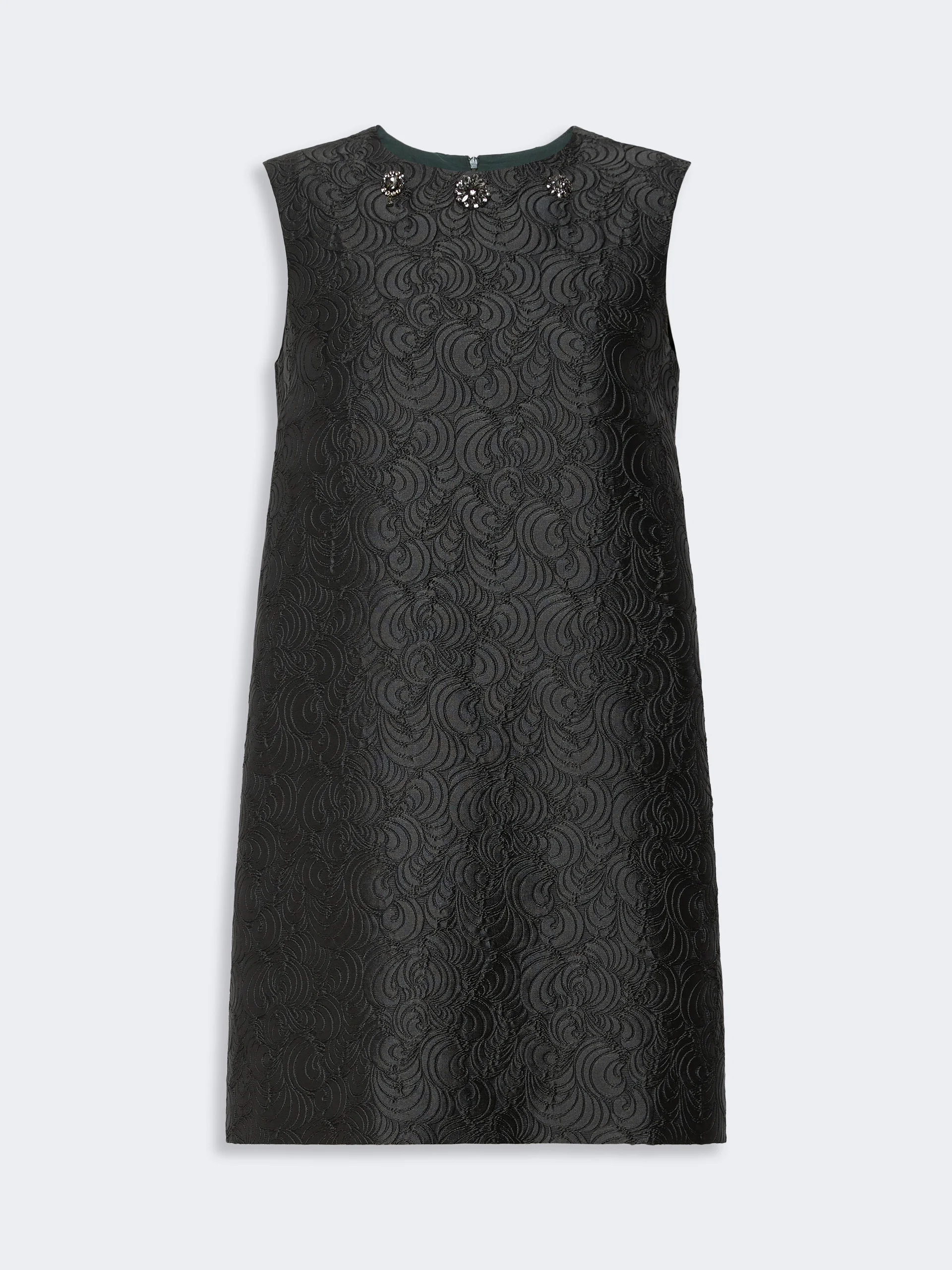 VICOLO Cotton-blend princess-line jacquard dress - DARK GREEN - 1