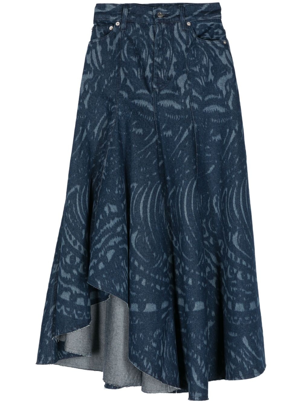 graphic-print pleated denim skirt - 1