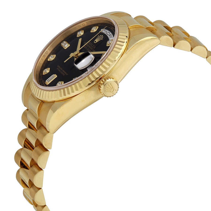 Rolex Day-Date Black Dial 18K Yellow Gold President Automatic Men's Watch 118238BKDP - 2