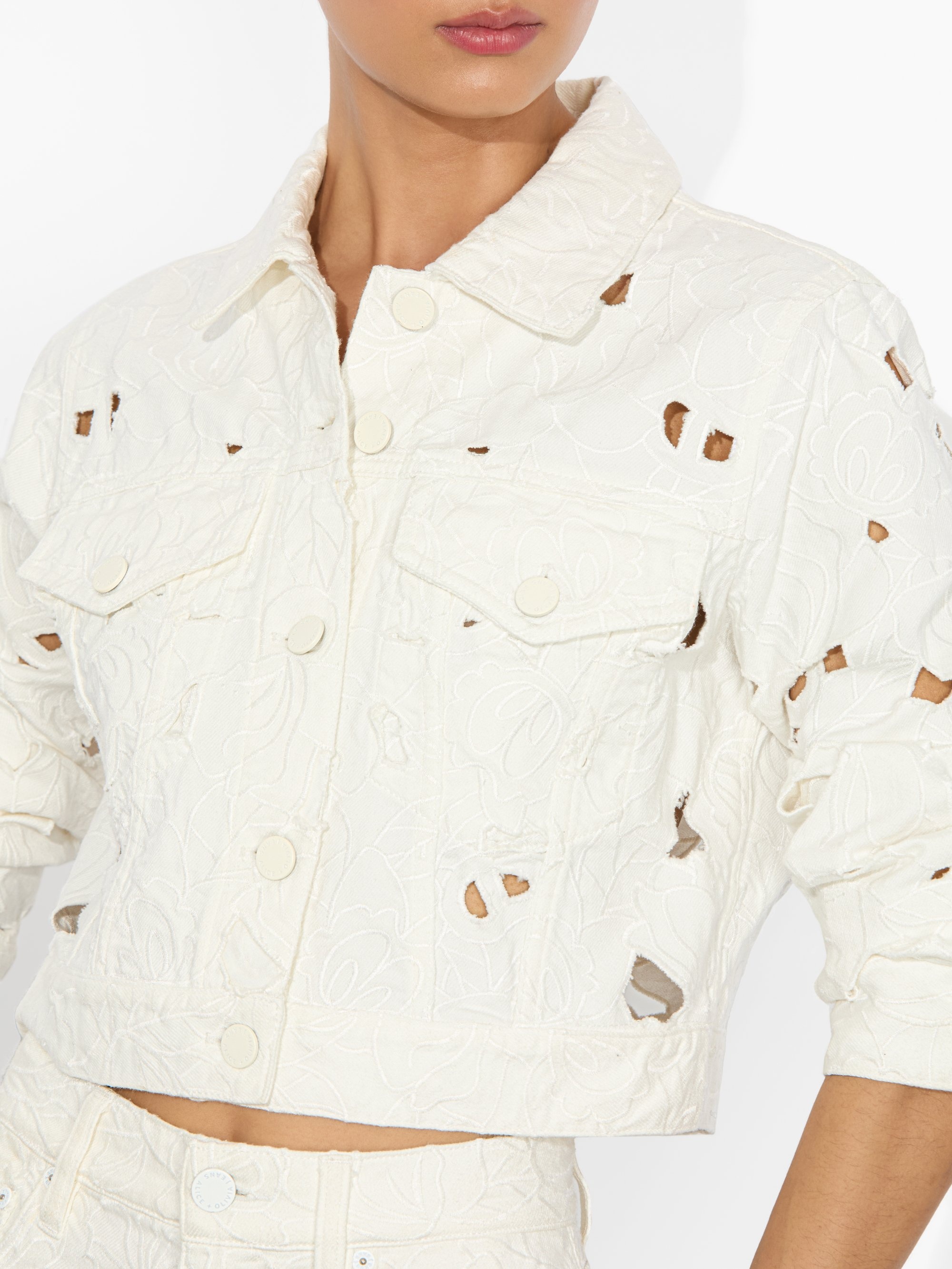 CHLOE EYELET DENIM JACKET - 5