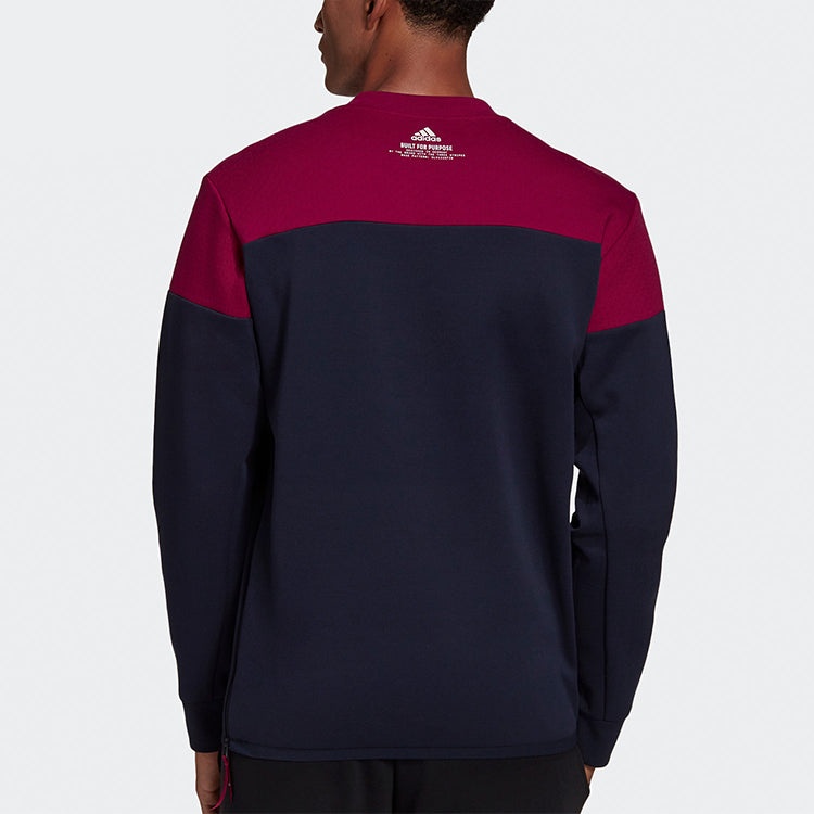 adidas Zne Crew Sweatshirt Splicing Round Neck Pullover Colorblock Sports Blue GM6540 - 2