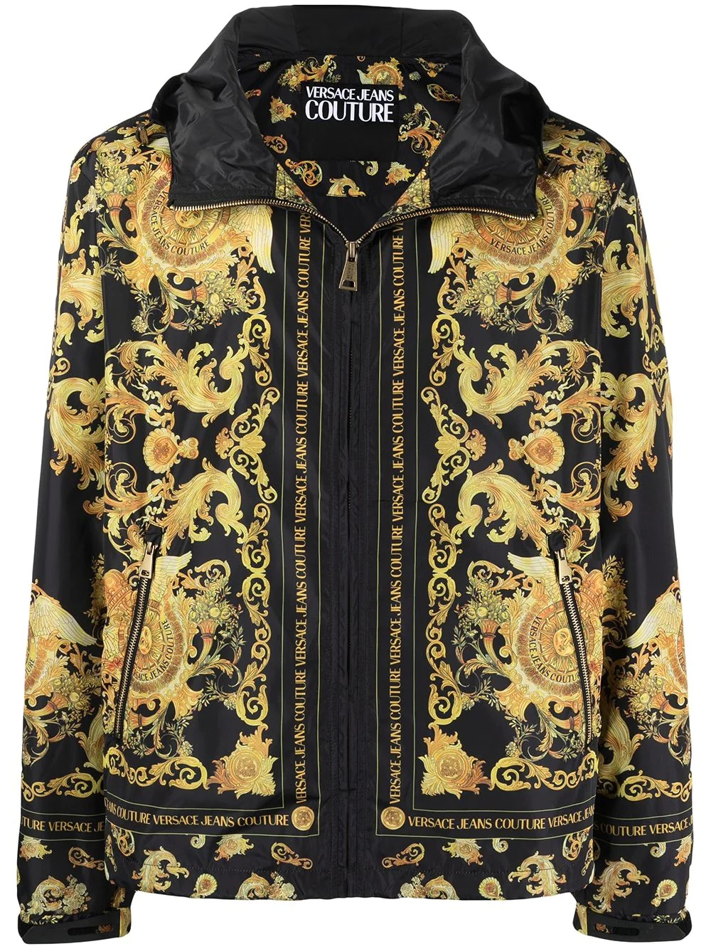 baroque-print hooded windbreaker - 1