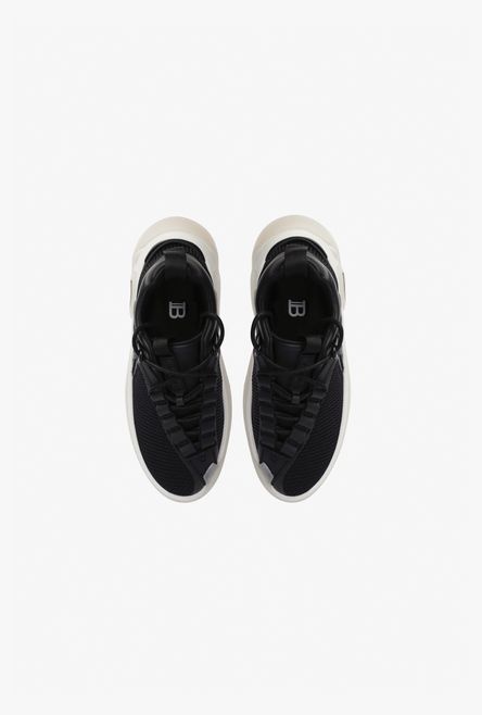 Black leather and mesh B-Runner sneakers - 4