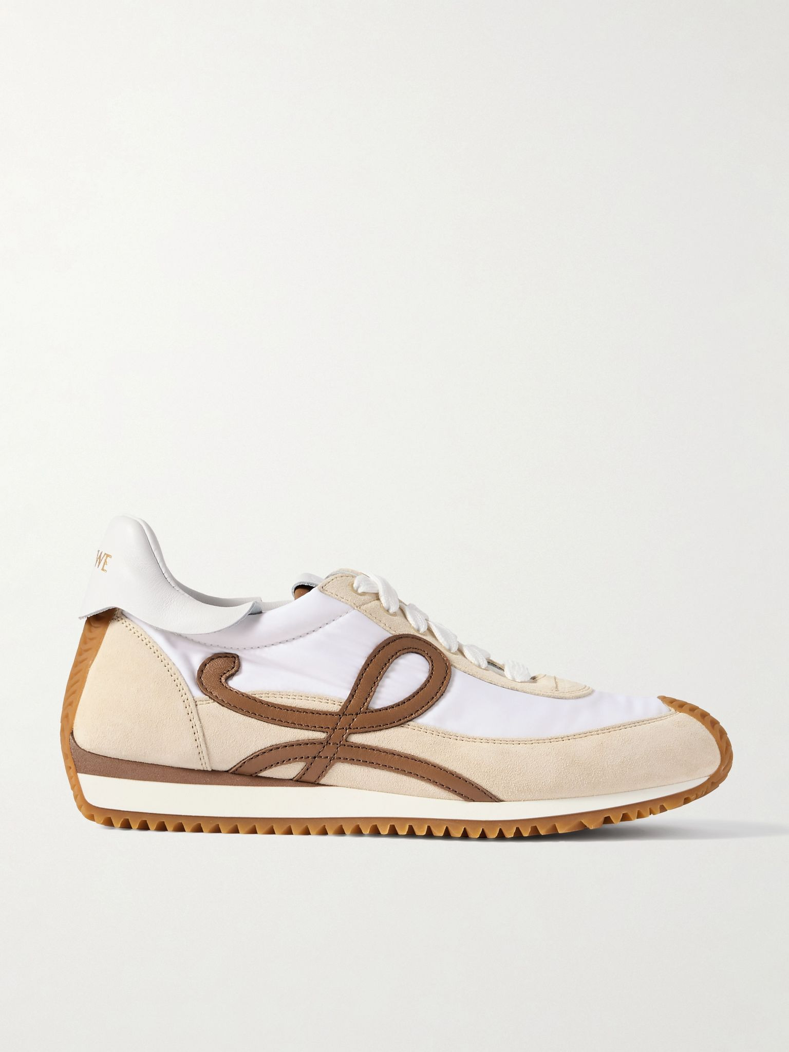 Flow Runner 2.0 leather-trimmed shell and suede sneakers White - 1