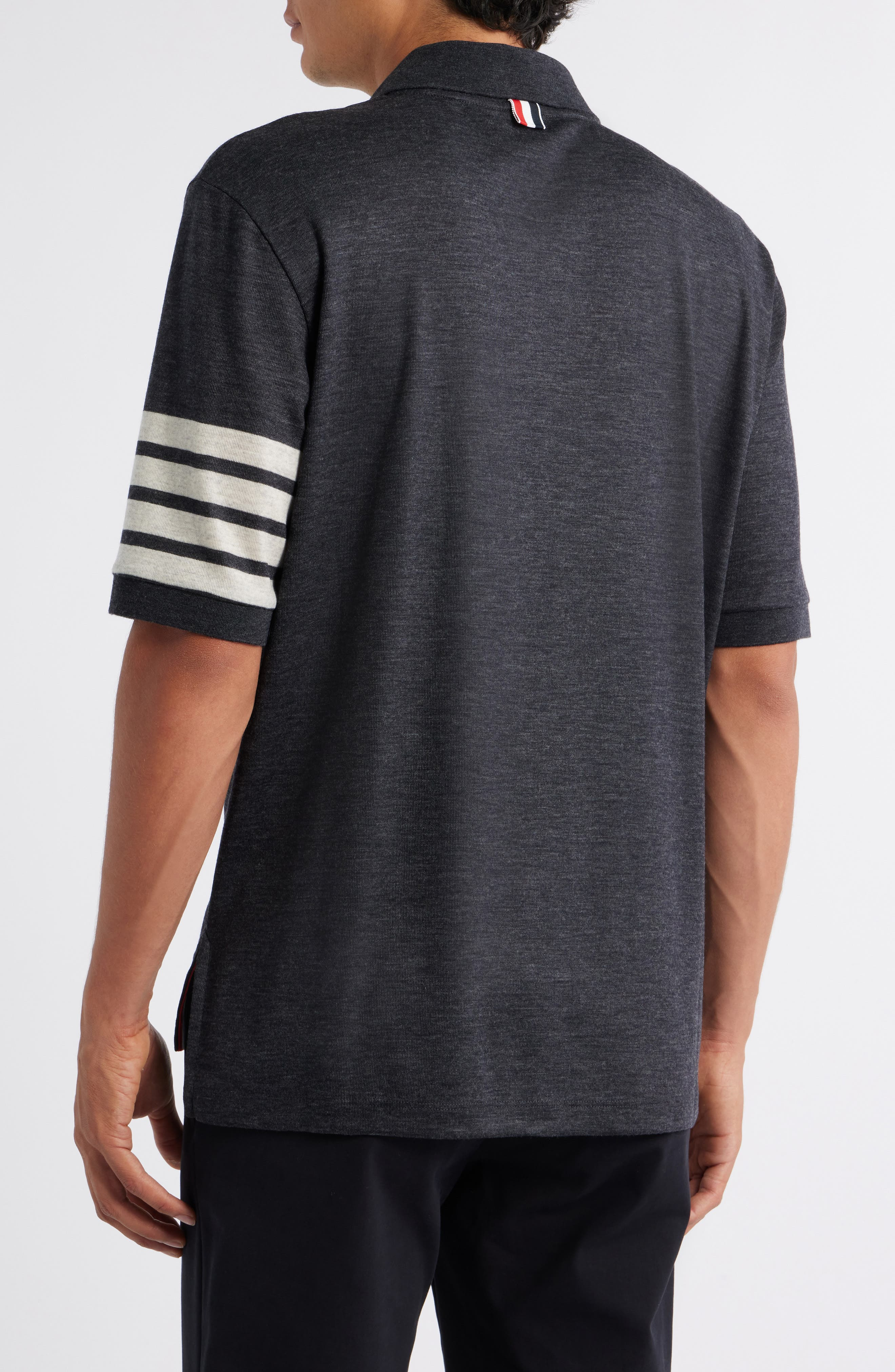 Thom Browne 4-Bar Virgin Wool Jersey Polo in Charcoal at Nordstrom - 2