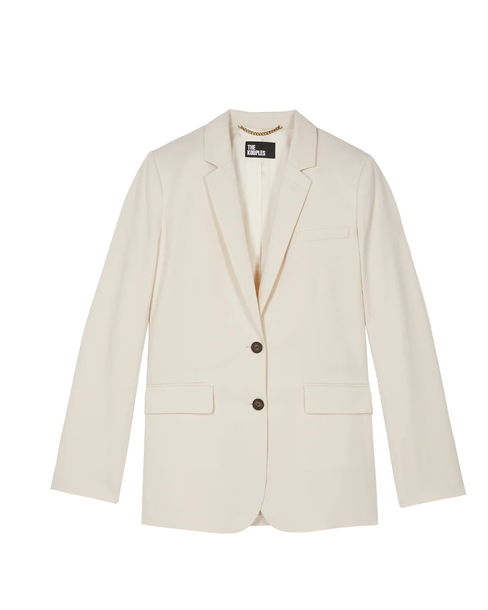 STRAIGHT SUIT JACKET IN ECRU LINEN AND COTTON - 1