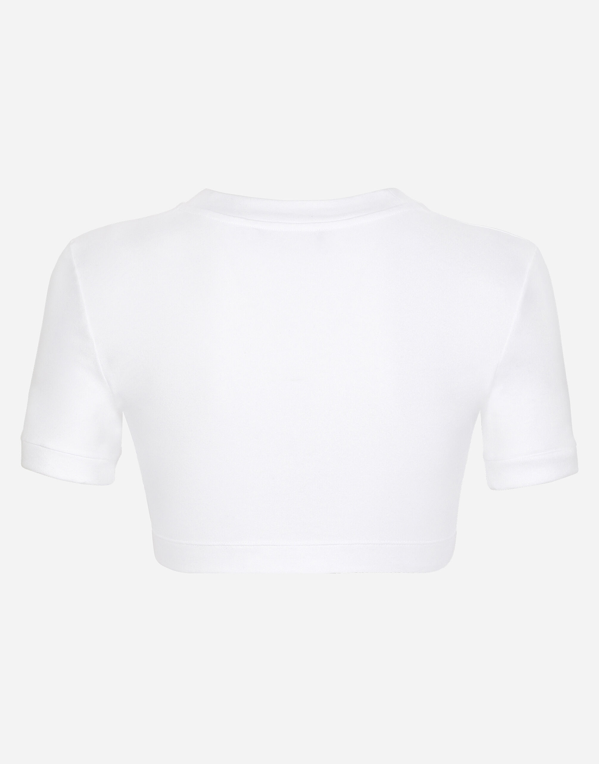 Cropped jersey T-shirt with DG lettering - 2