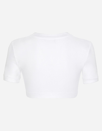 Dolce & Gabbana Cropped jersey T-shirt with DG lettering outlook
