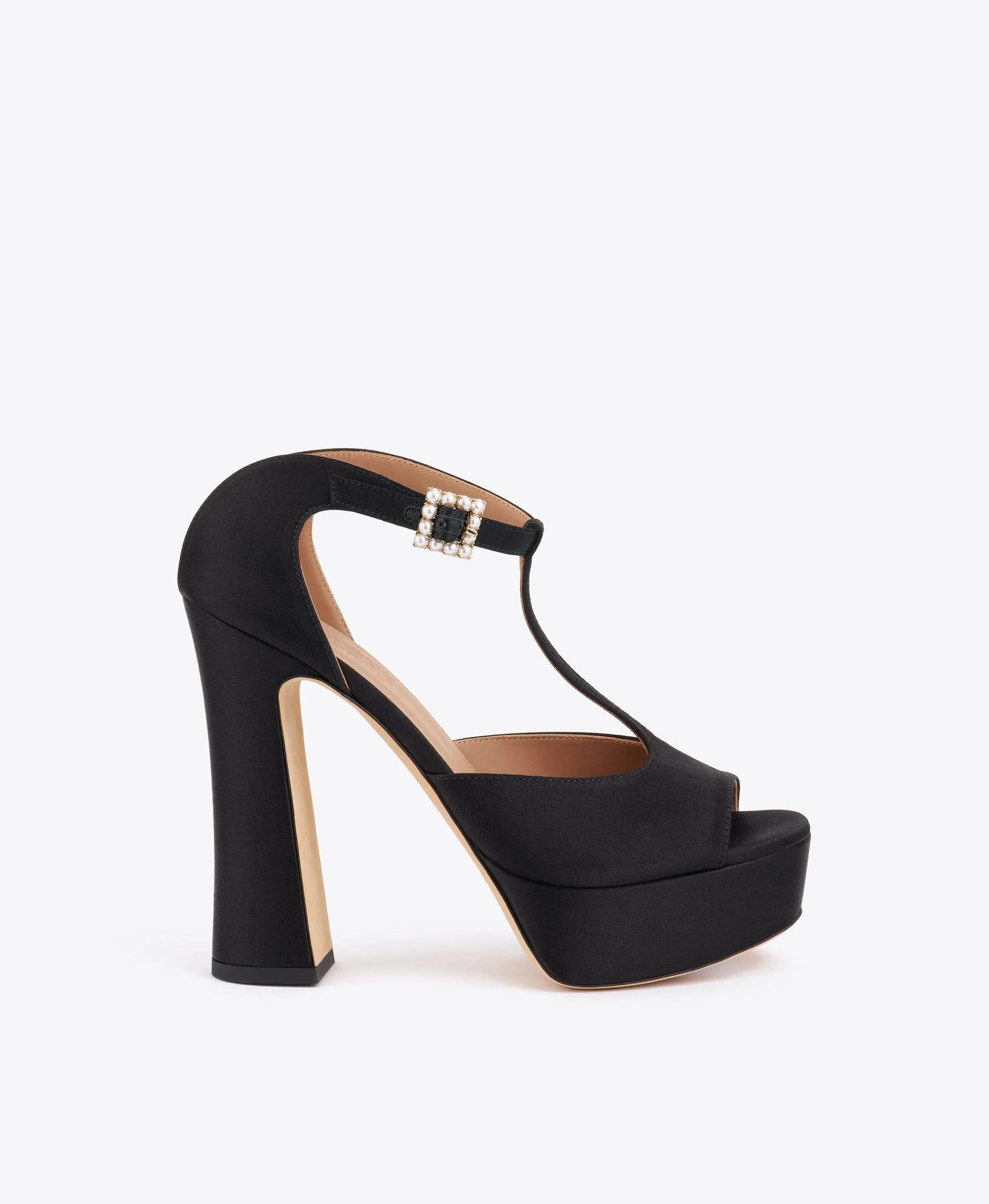Nomi 125 Black Satin Platforms Sandals - 1