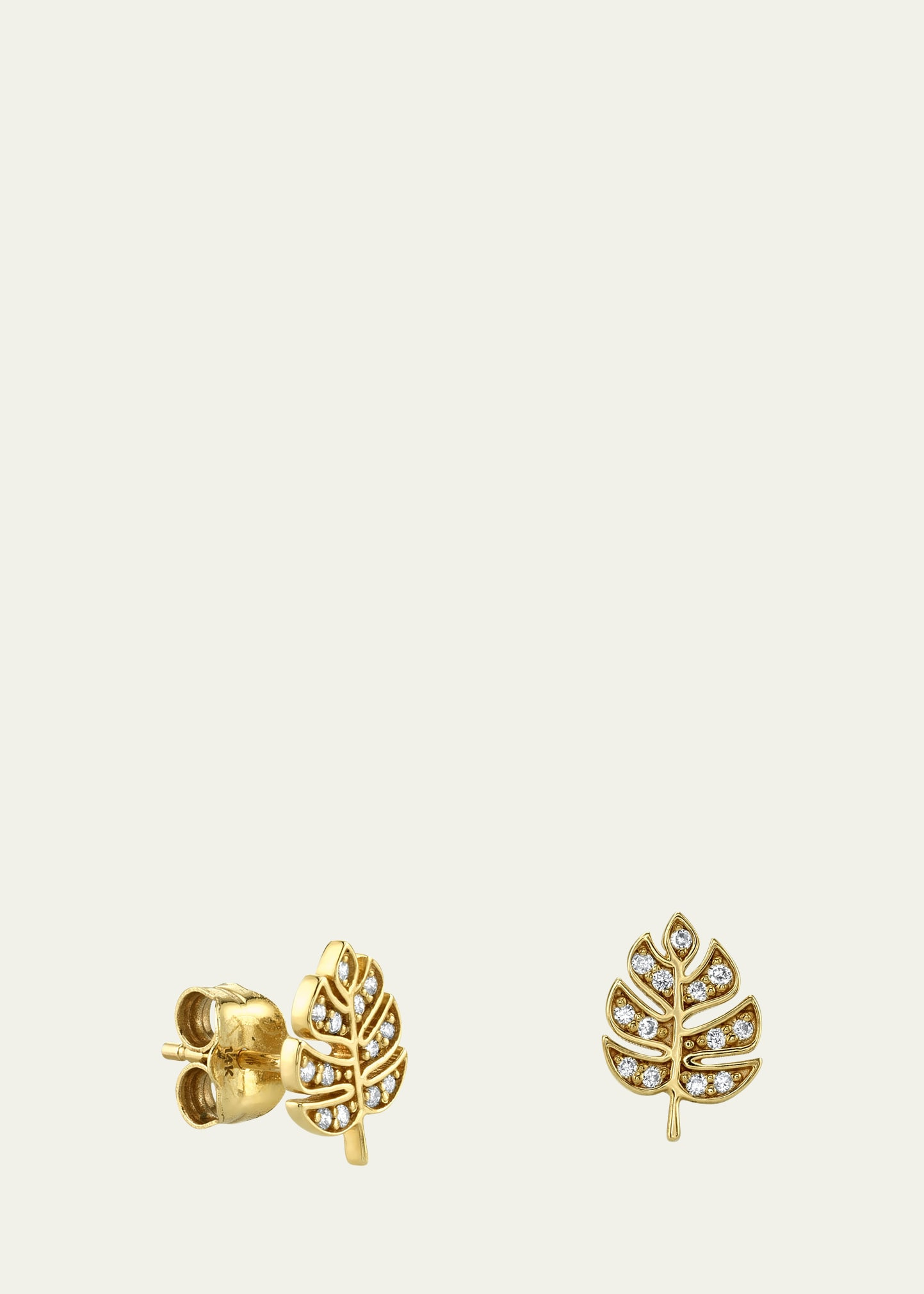 14K Tiny Monstera Leaf Stud Earring, Single - 1