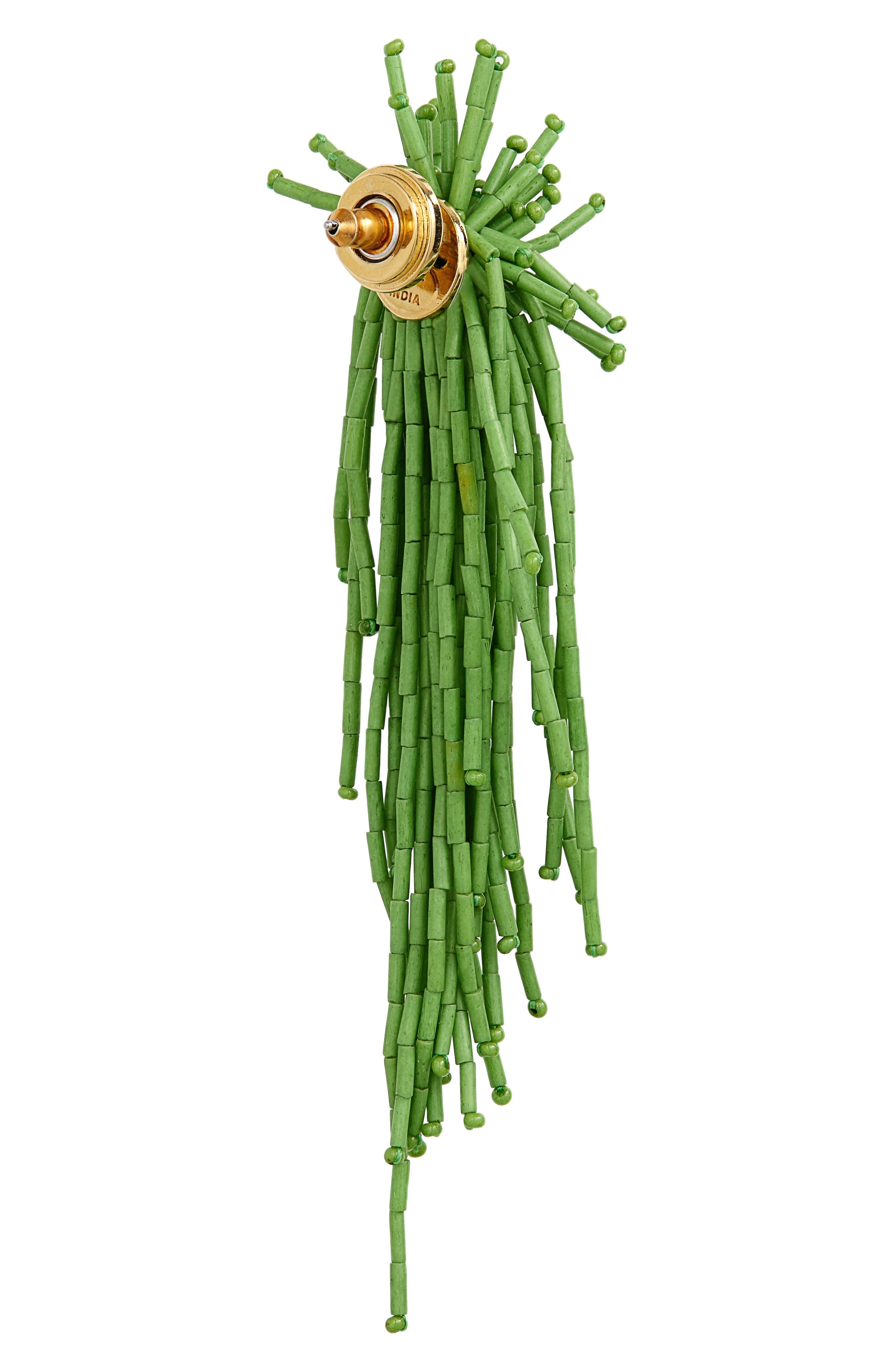 Oscar de la Renta Firework Beaded Tassel Earrings in Fern at Nordstrom - 4