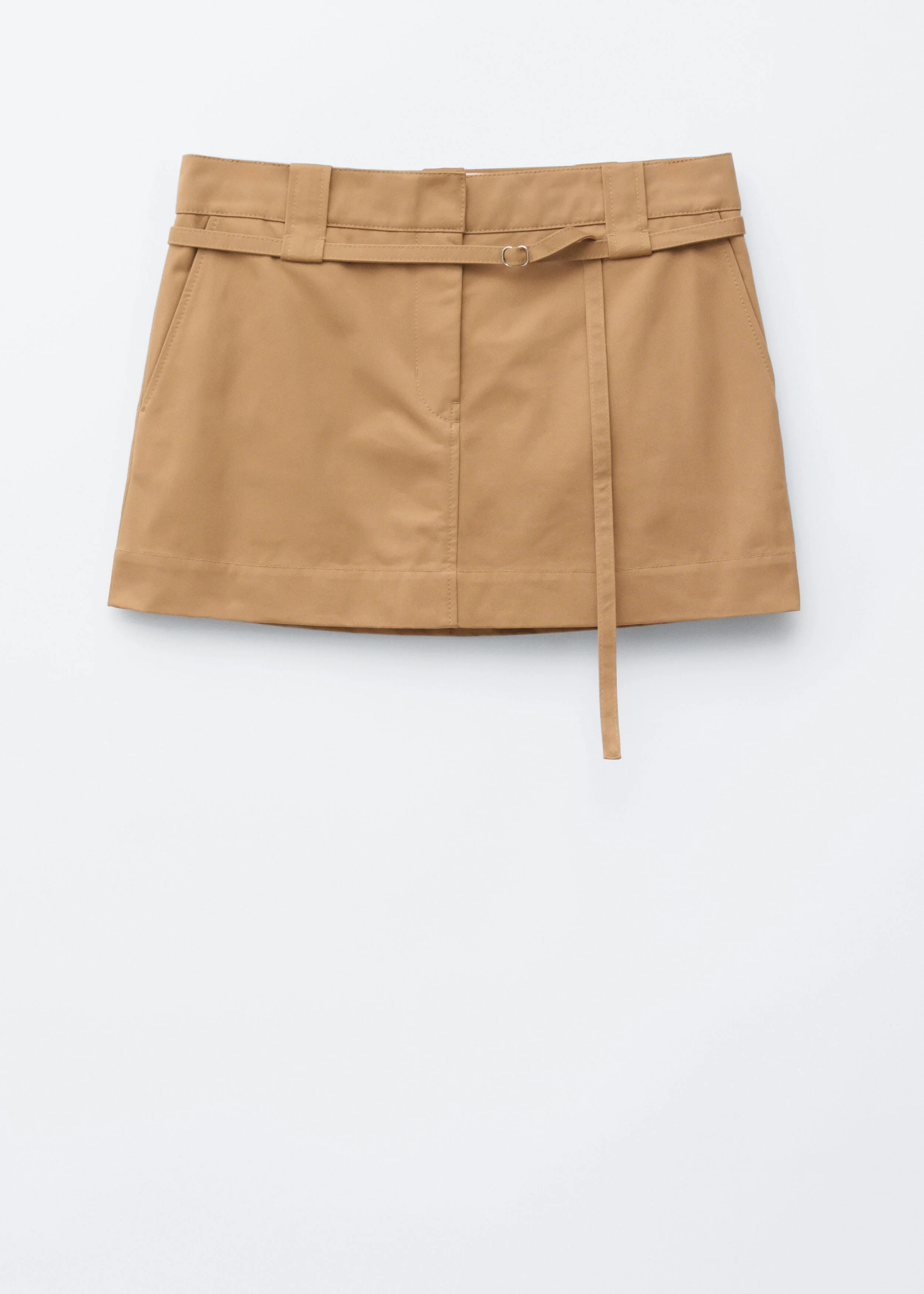 Cotton Twill Belted Mini Skirt - 1